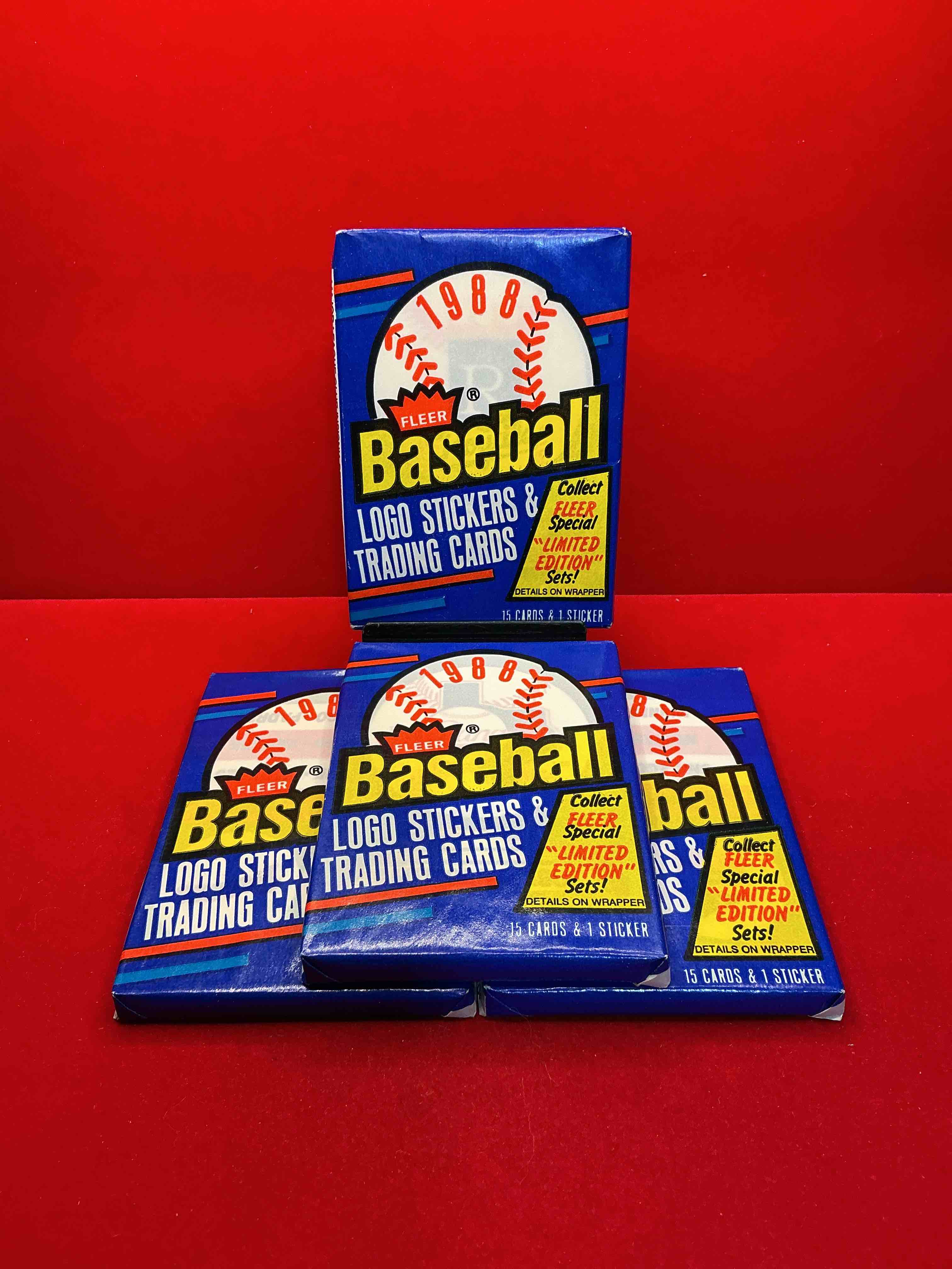 80's baseball fan's rejoice! 1988 fleer baseball unopened wax packs full of collectible trading cards! search for valuable don mattingly & nolan ryan cards worth hundreds in perfect condition!