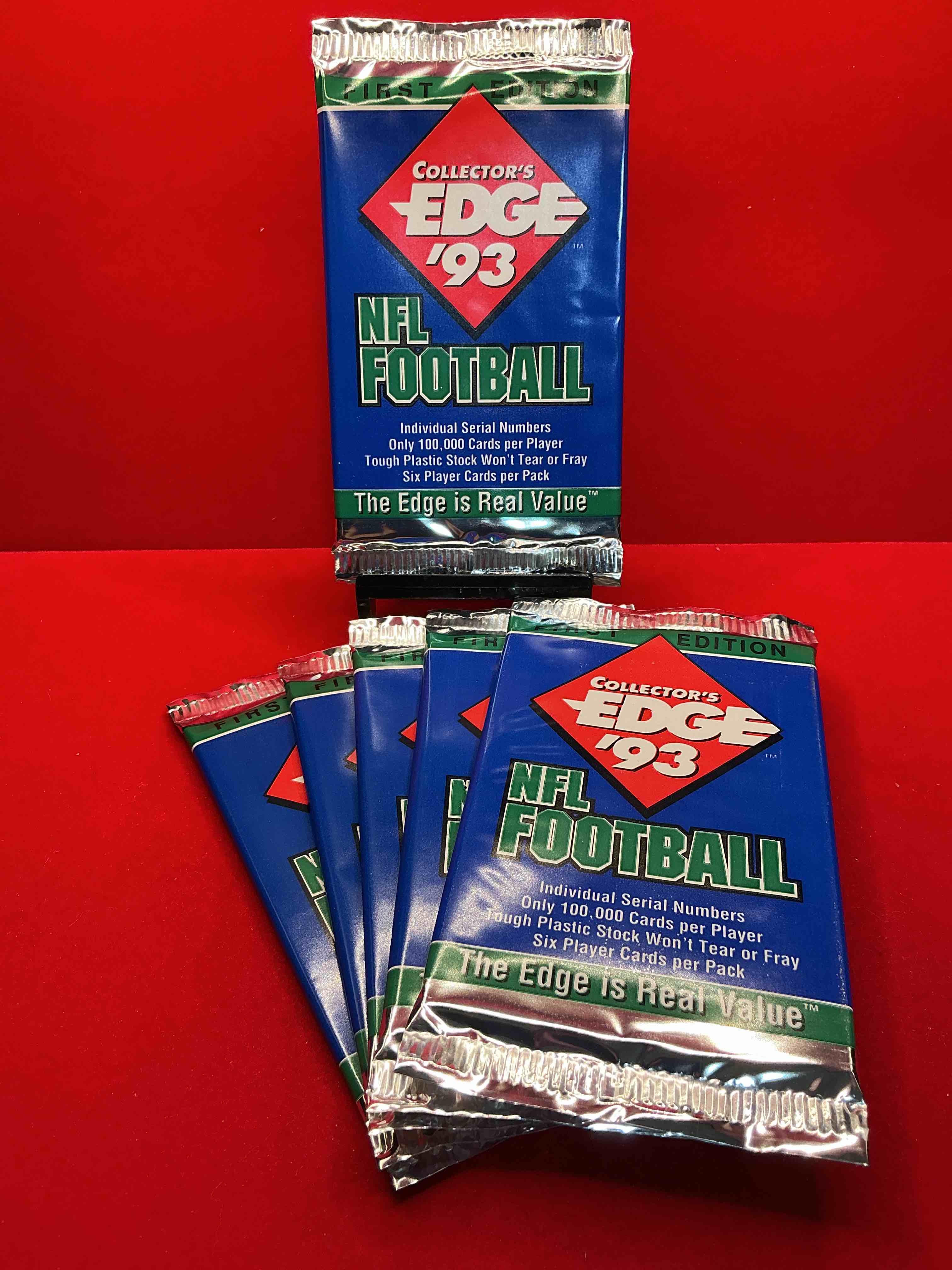 john elway autograph!? collector’s edge 1993 football packs! unopened direct from original sealed retail case! look for randomly inserted john elway cards, only 3000 inserted autos! legends, rookies, heroes & more!