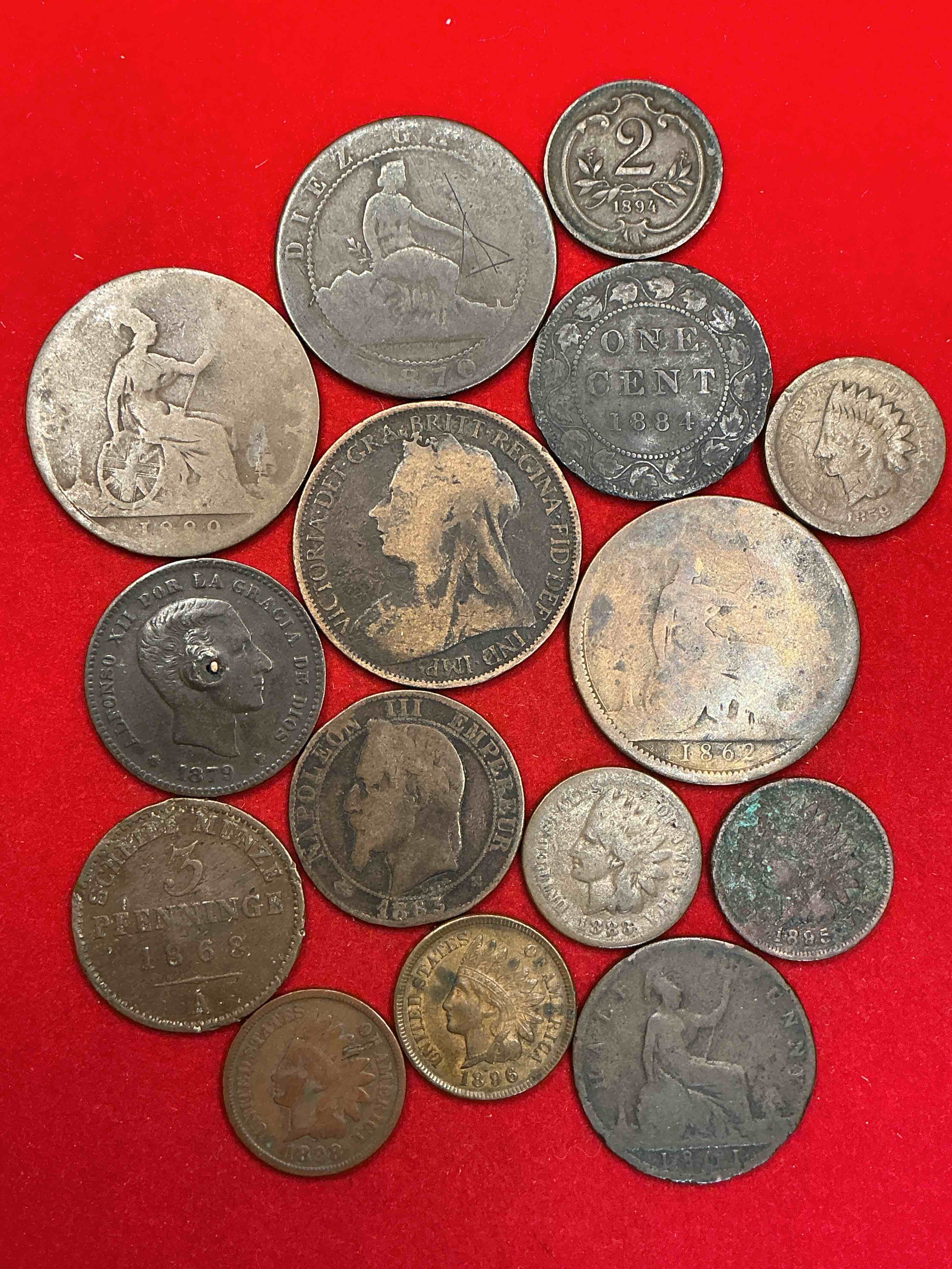 1800’s coins!!! lot of 15 coins all from the 19th century! each one is unique and has seen 100s of years of history!