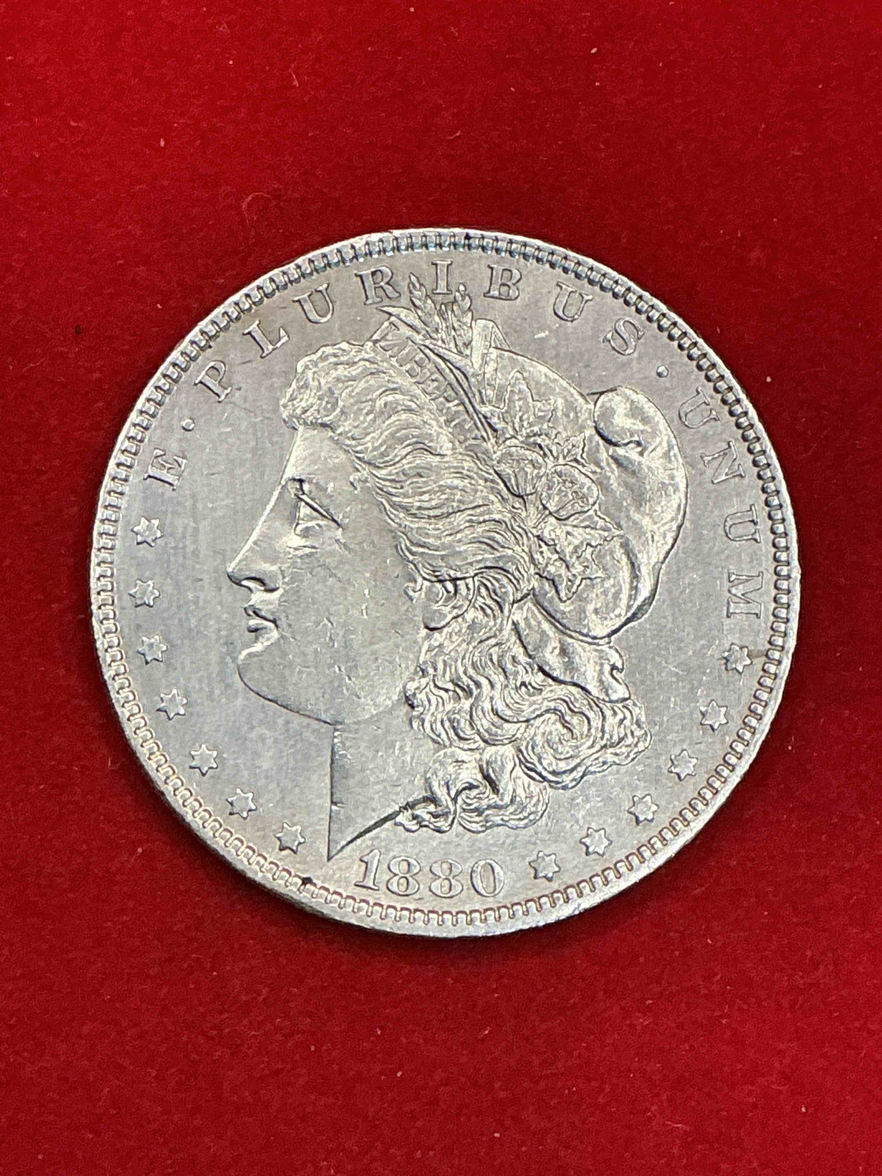 1880 silver morgan dollar! silver morgan dollars are perhaps the most popular silver dollar to collect! they are 90% fine u.s. silver & were minted from 1878 through 1921. these striking coins are a perfect way to collect fine u.s. silver & are highly coveted for their unrivaled beauty!