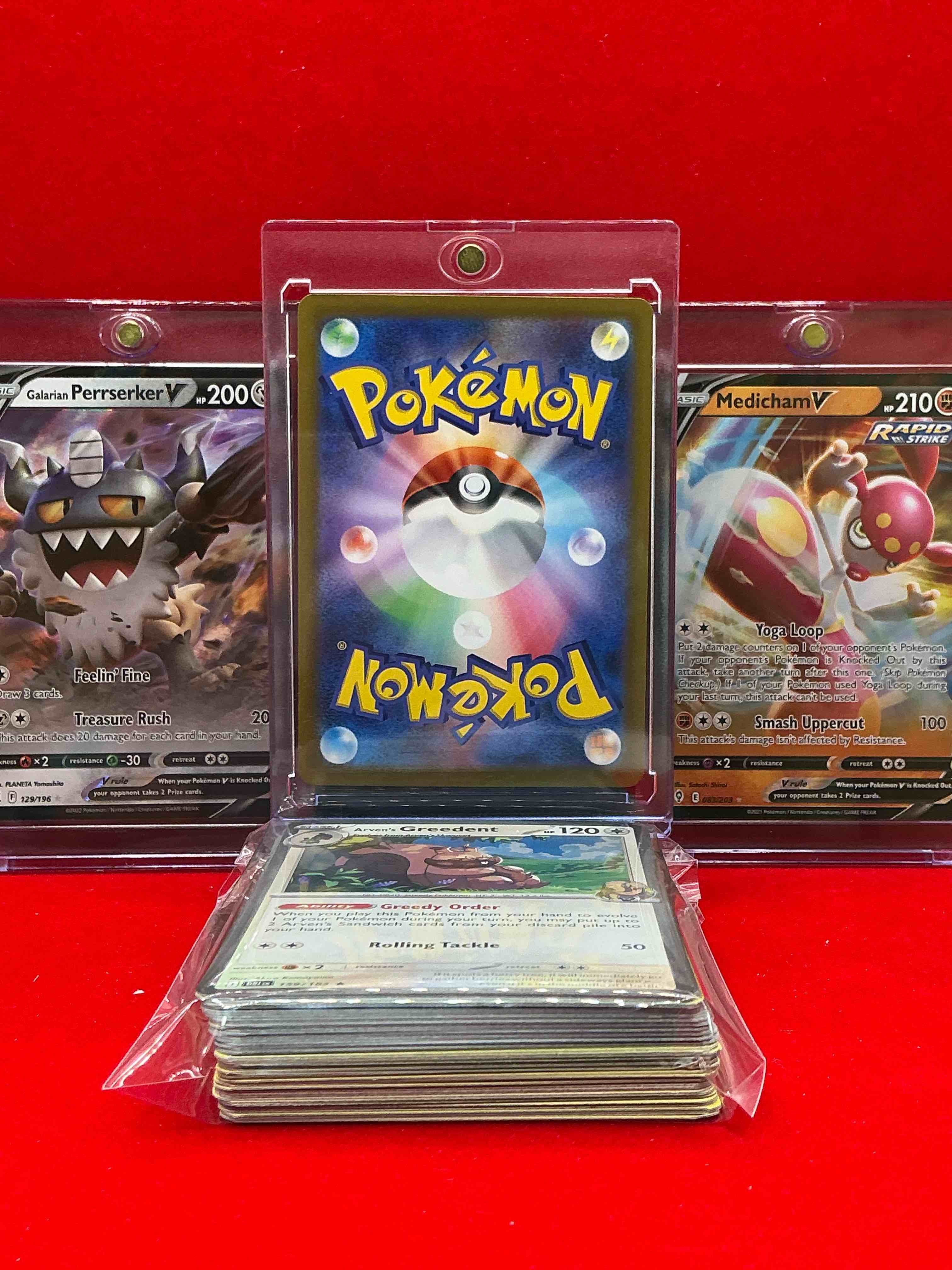 Condition photo showing New/Like New for mewtwo v! medicham v & more! pokémon party! along with 50 other pokémon heroes, holos, legends & commons- including holographic cards, stage 2 cards, holos in all forms & more! also includes 36 non holo common/ uncommon basic & first stage cards trainers & energy too! perfect set for collectors & enthusiasts!