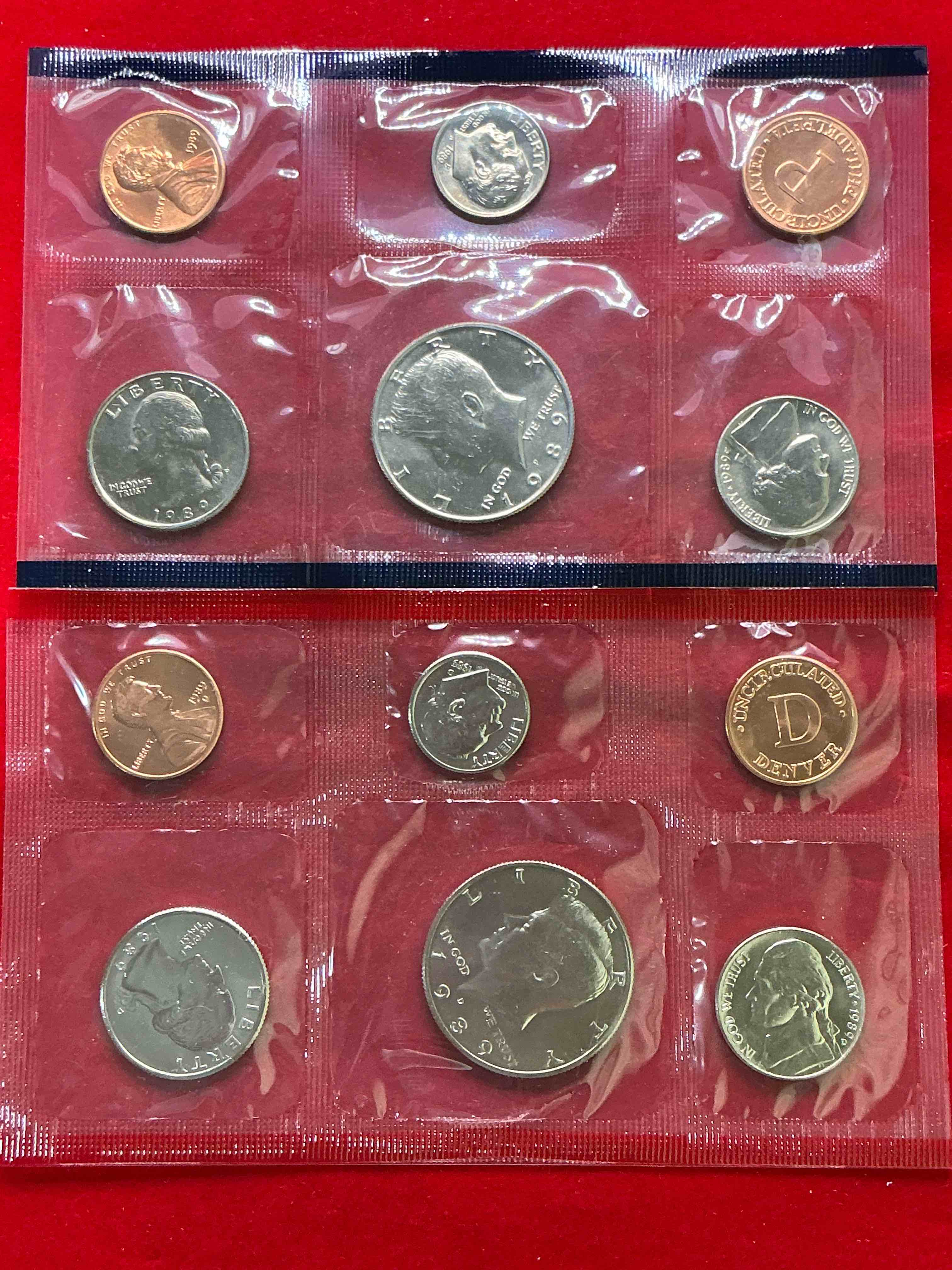 1989 uncirculated u.s. mint coins! attention all swifties out there! what a great year! these gorgeous coins from the mint set features each u.s. coins minted in 1989 in uncirculated condition, from each mint mark, philly & denver! from the u.s. treasury in 1989! own an awesome investment & incredible piece of u.s. history! also makes for an awesome gift!