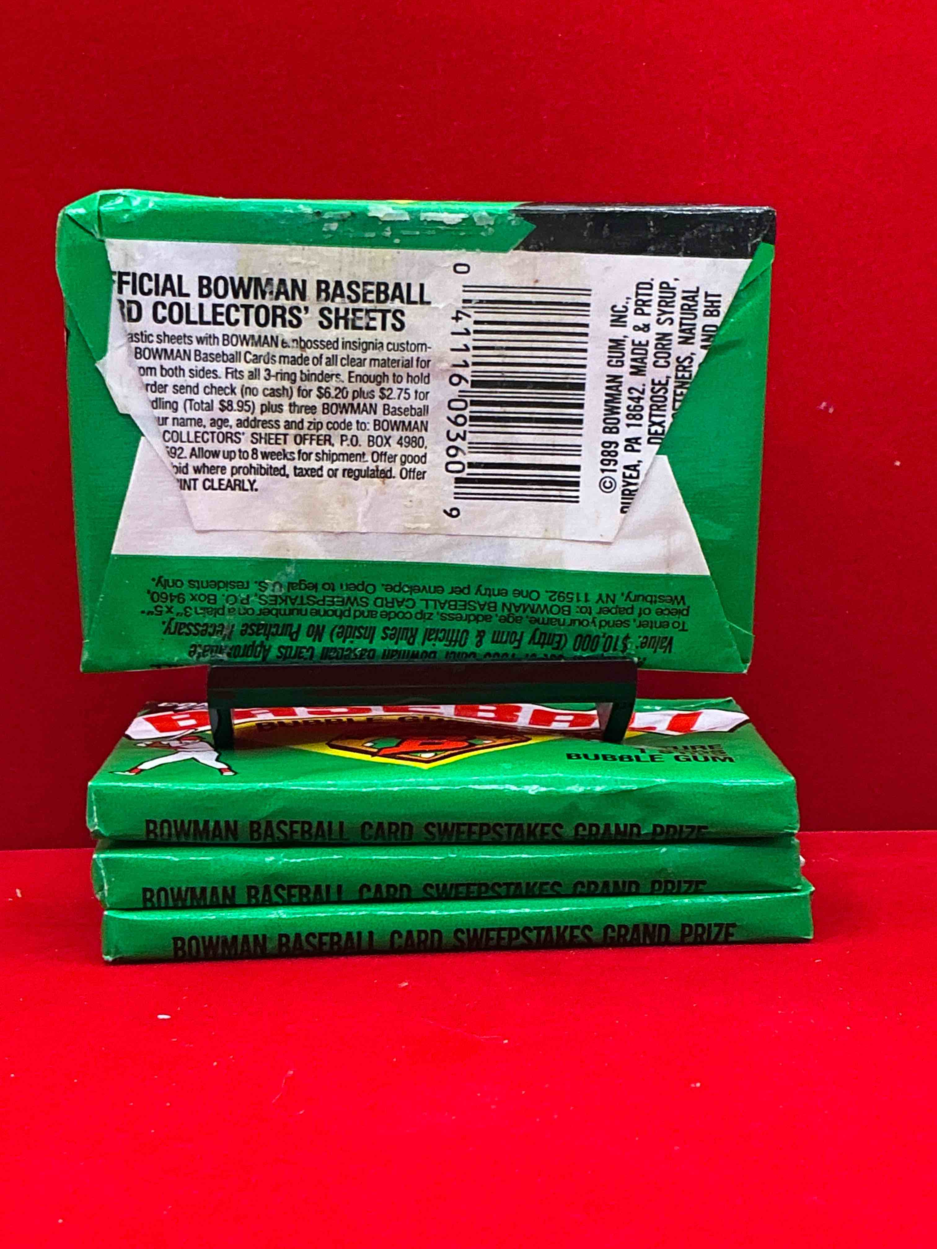 Condition photo showing New/Like New for 1989 bowman comeback edition baseball cards! direct from original box! search for ken griffey jr. rookie card & valuable bo jackson & nolan ryan cards!