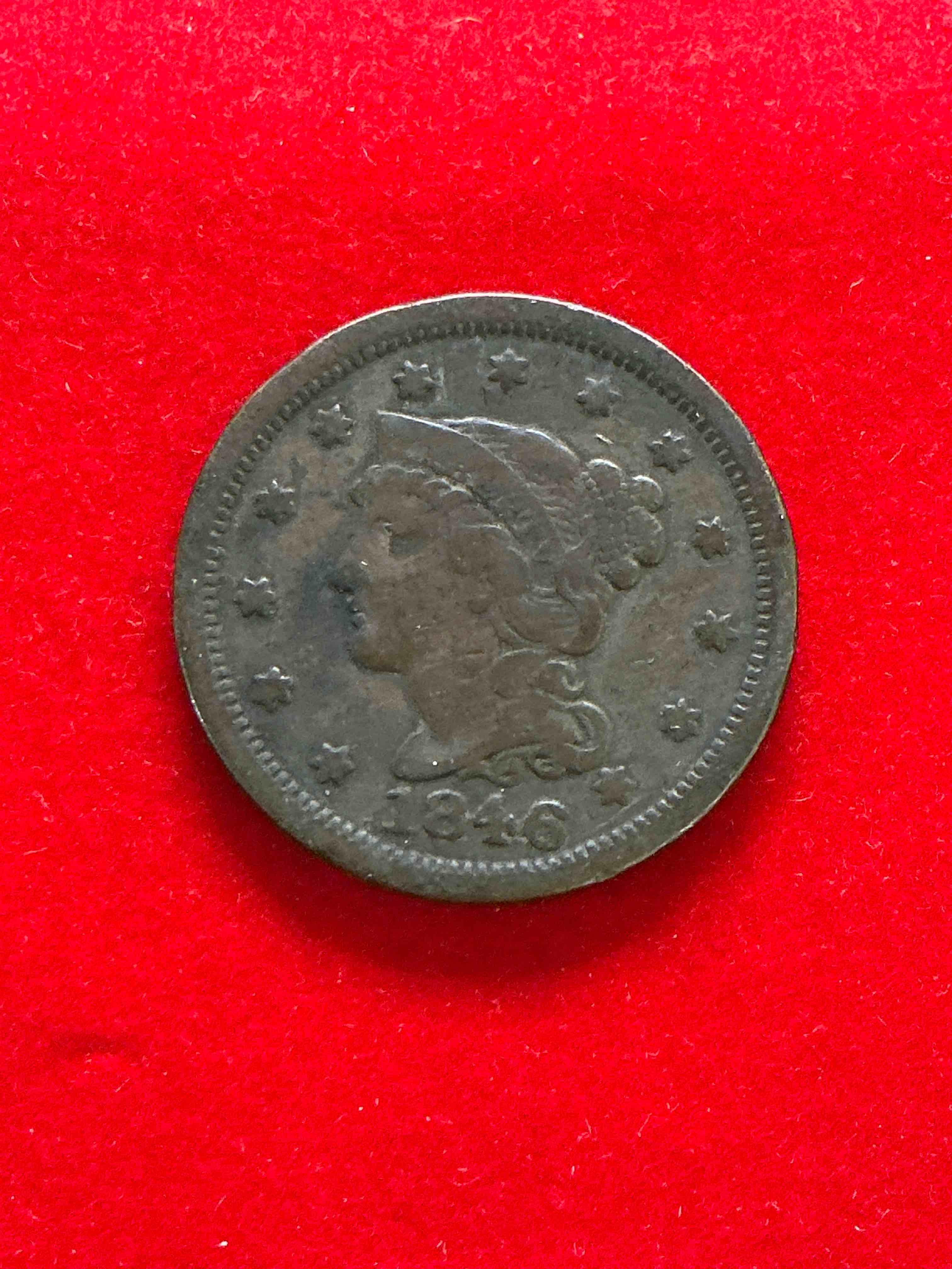 1846 ultra rare us one cent piece! these coins were minted starting in 1839 & have become serious collectors items! this rare one cent piece is in great condition for the year! 1800’s coin, think of the history this coin has seen! incredible!  