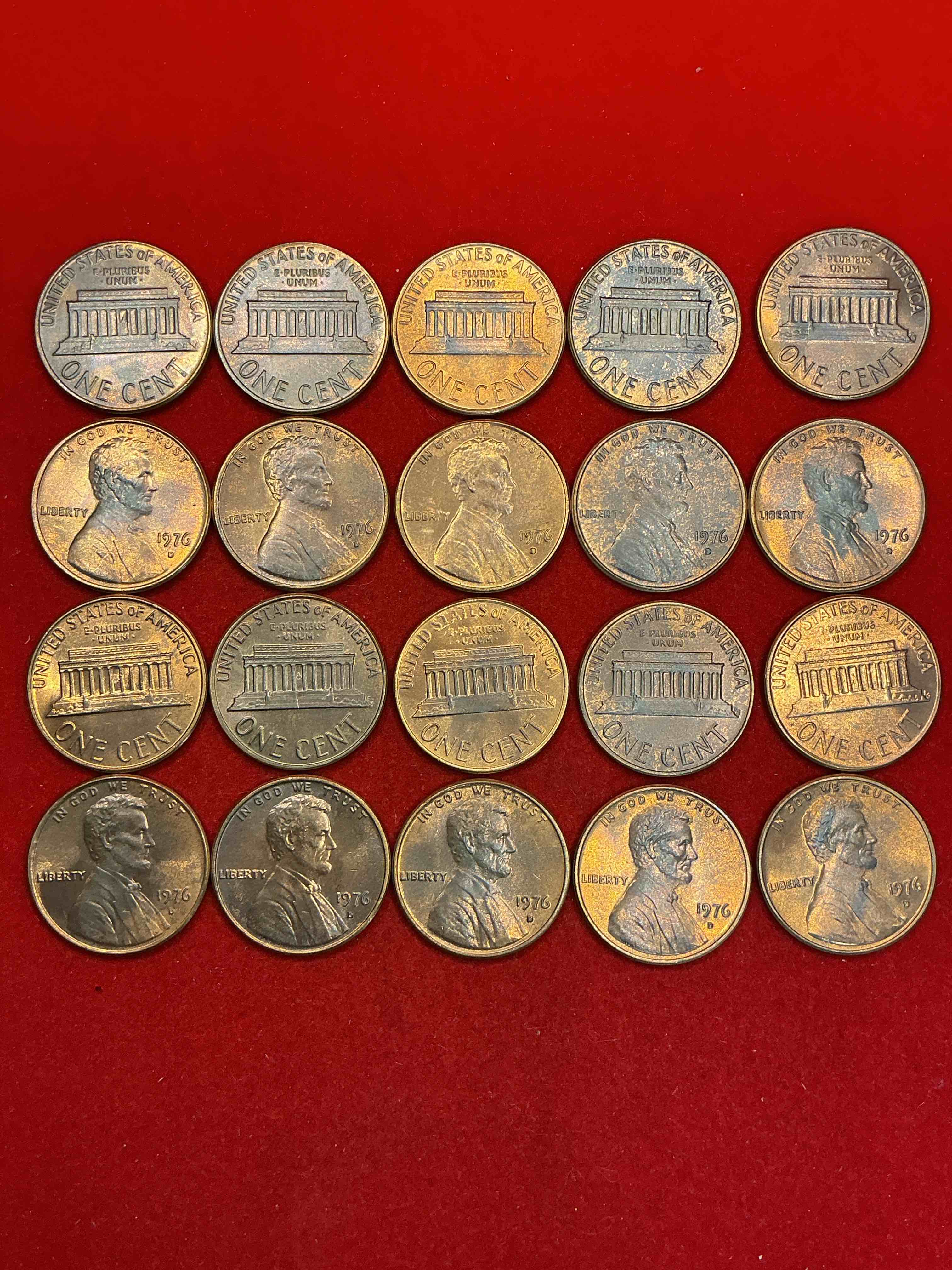 1976 brilliant uncirculated america 200 year anniversary pennies! celebrate america’s bicentennial with the unc brilliant 1976 pennies, direct from the original bank rolls! these pennies have not seen the light of day since 1976, wow! serious collector items!