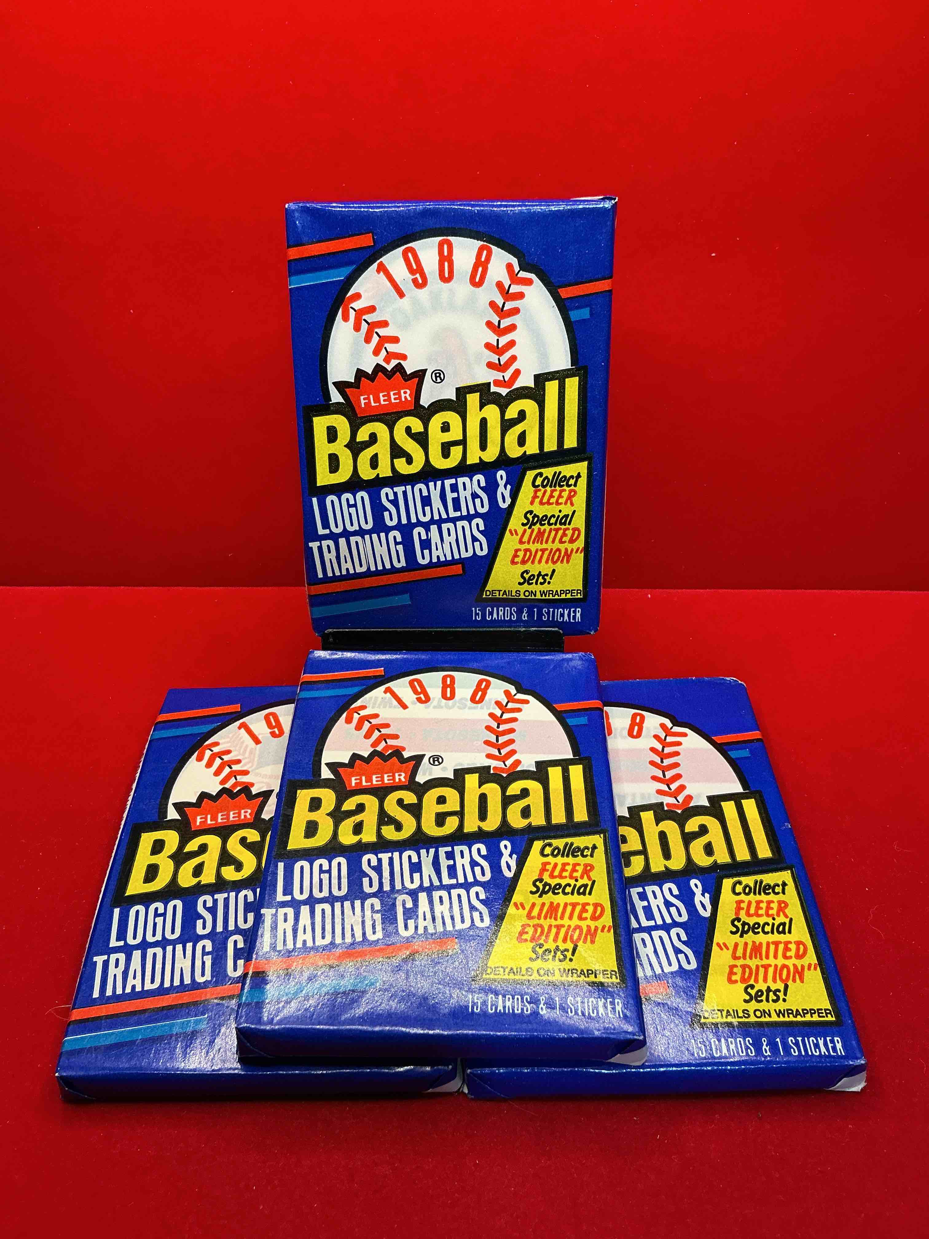 80's baseball fan's rejoice! 1988 fleer baseball unopened wax packs full of collectible trading cards! search for valuable don mattingly & nolan ryan cards worth hundreds in perfect condition!