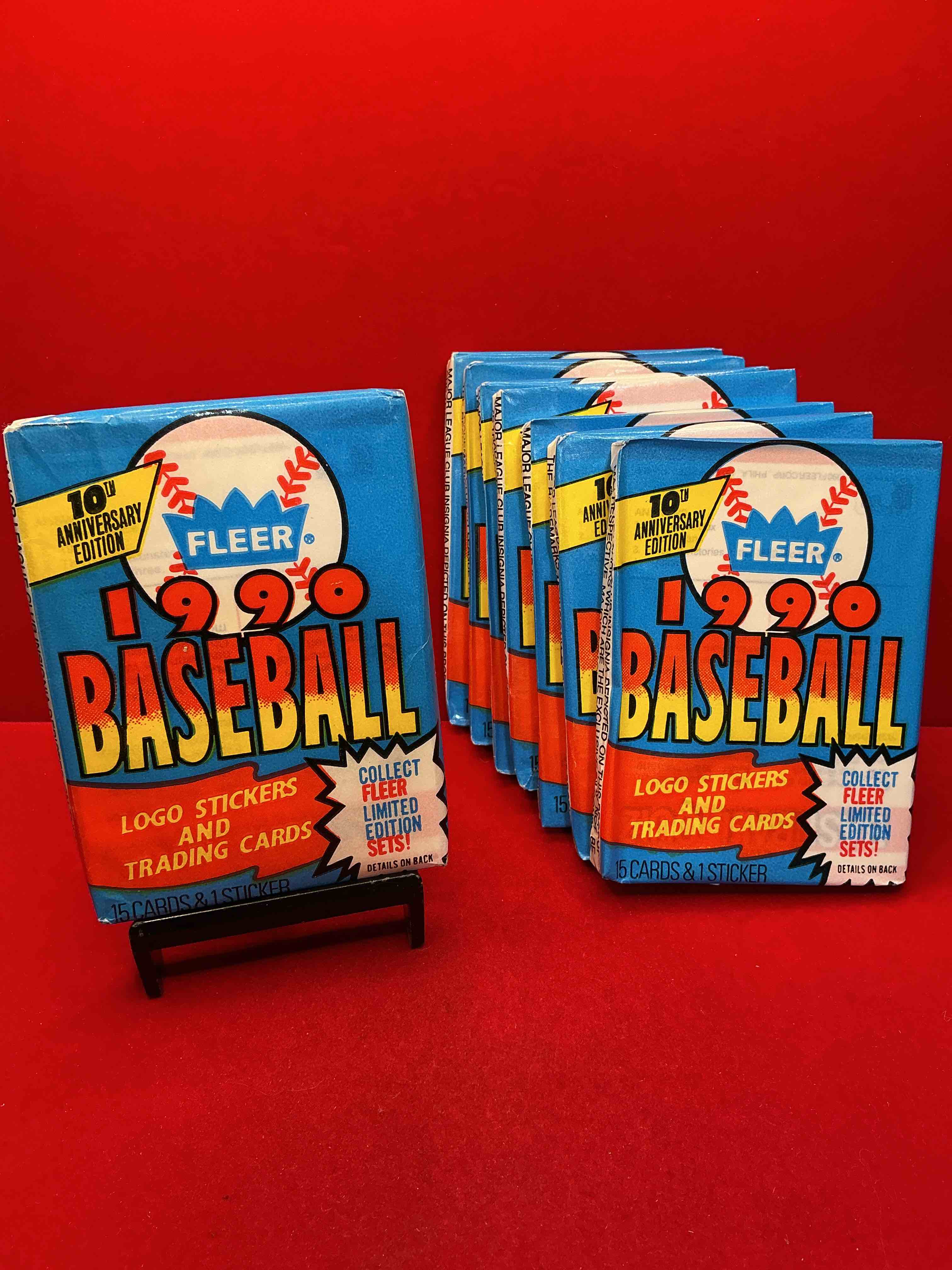 vintage baseball! awesome 1990 fleer baseball unopened sports card wax packs!direct from original box! search for valuable collectible ken griffey jr cards!
