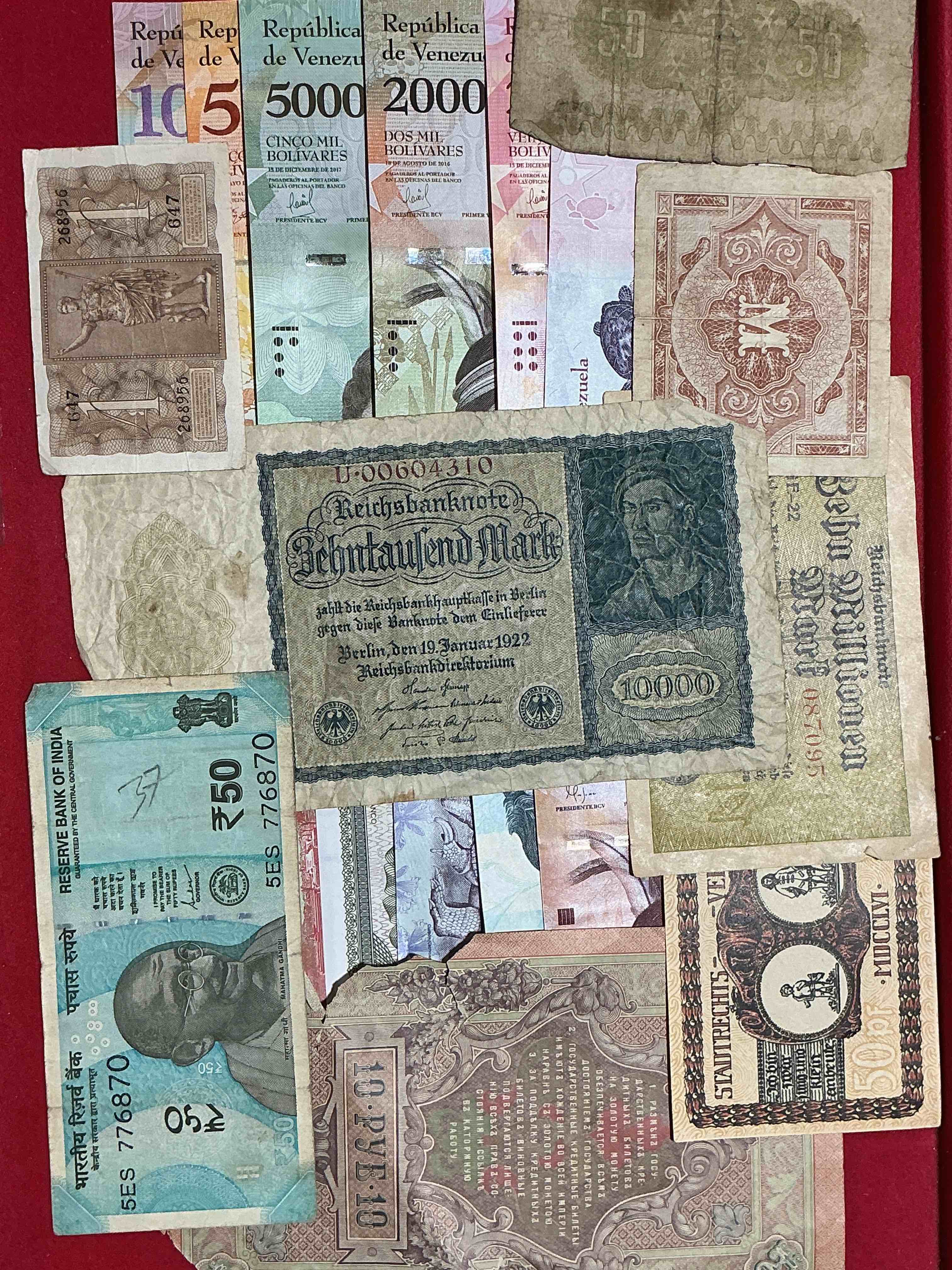 Condition photo showing Good Condition for modern & antique paper money! vintage & antique! paper money from across the world- all different shapes & sizes from all kinds of crazy places! own currency from the corners of the world! wow!