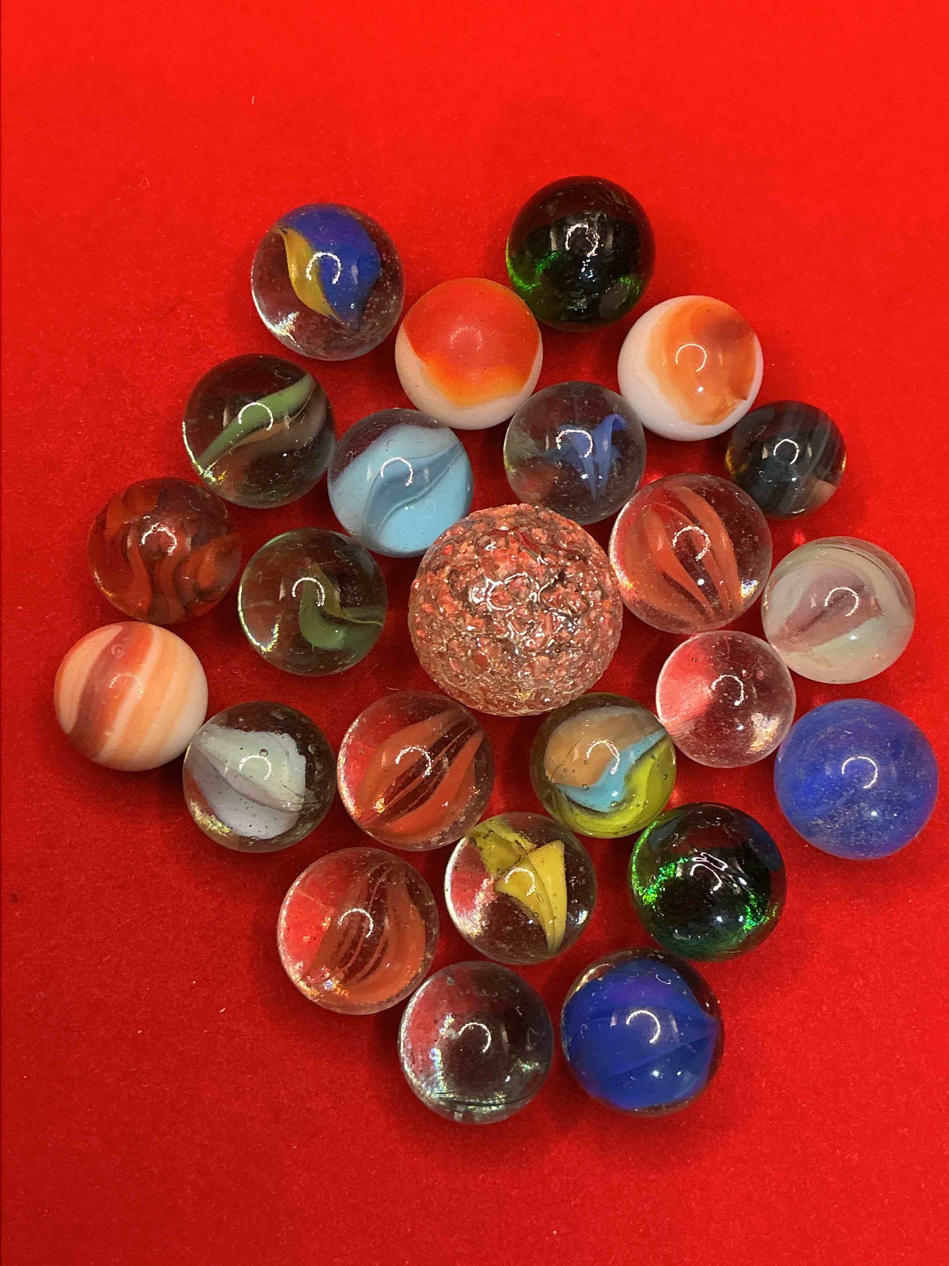 antique glass marbles! genuine stunning marbles lot, some marbles made between the years 1925-1965 & some may be made with uranium! some may are great depression era & even earlier! gorgeous, authentic pieces of history!  