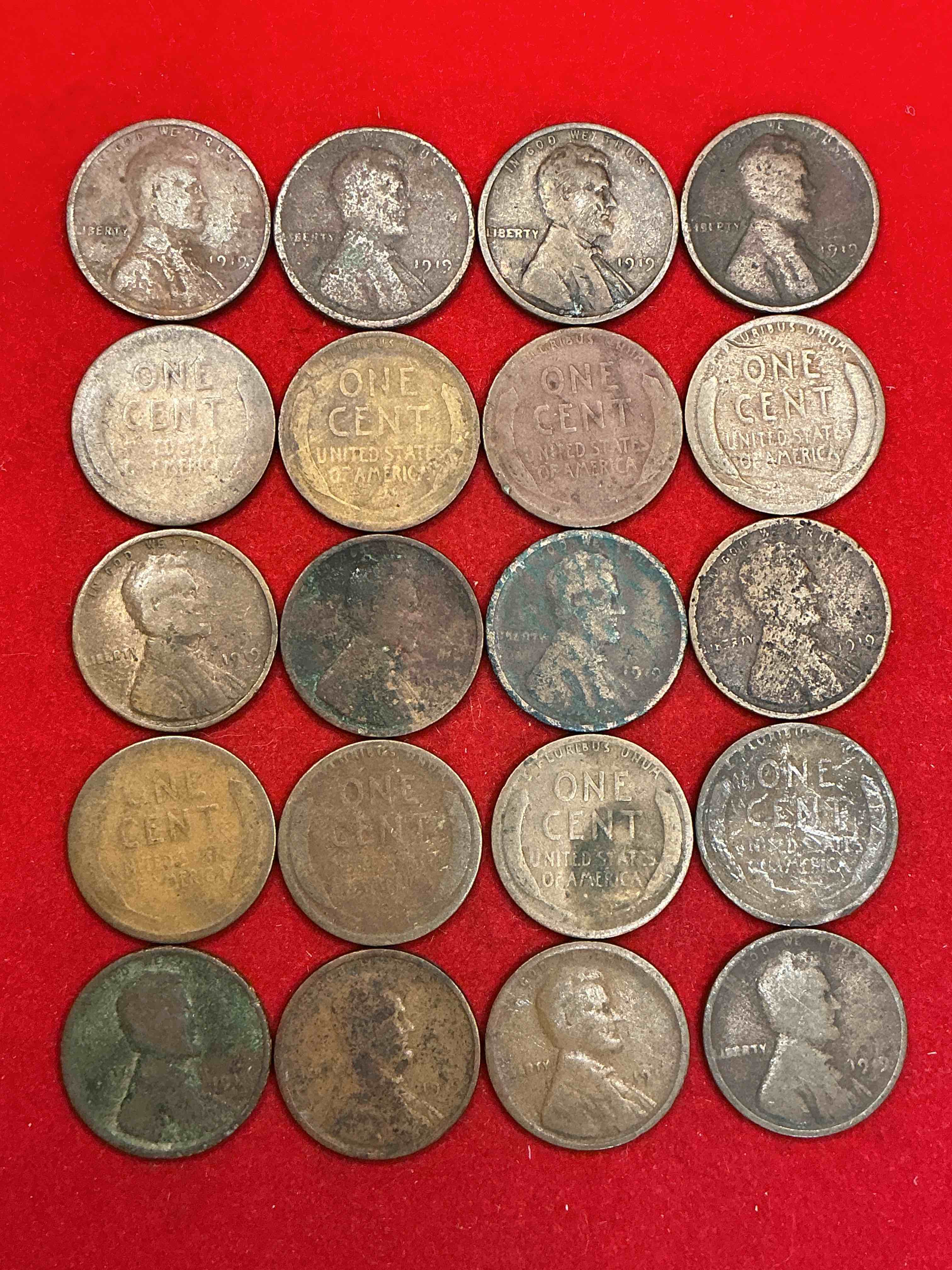 1919 wheat pennies! world war one officially ended with the treaty of versailles in 1919. own pieces of history from this era with these 1919 wheat pennies in great condition!