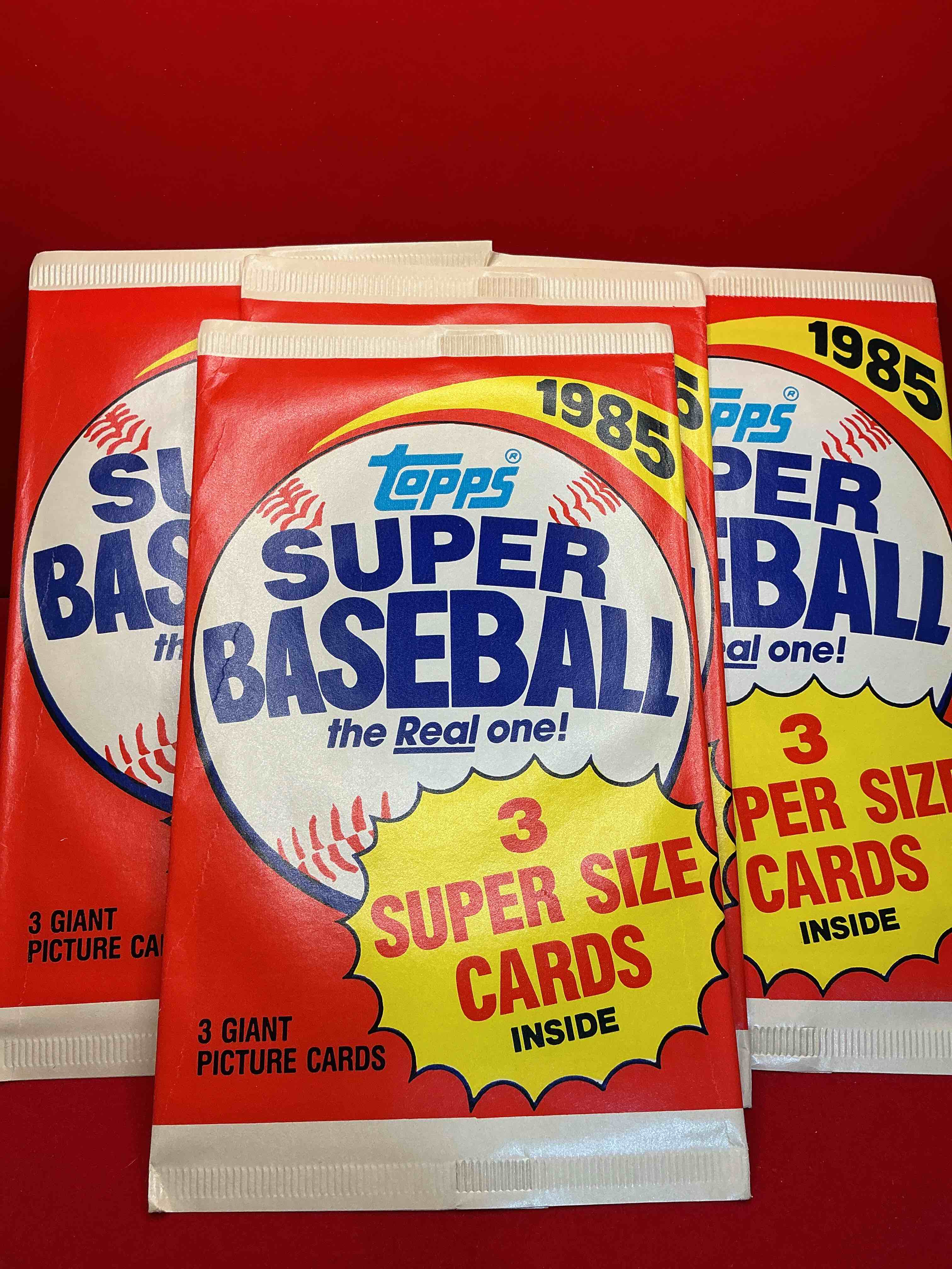 topps super baseball 1985 baseball cards! 1985 baseball cards are super rare & cool! 3 giant picture card per pack… which baseball legends can you pull!?
