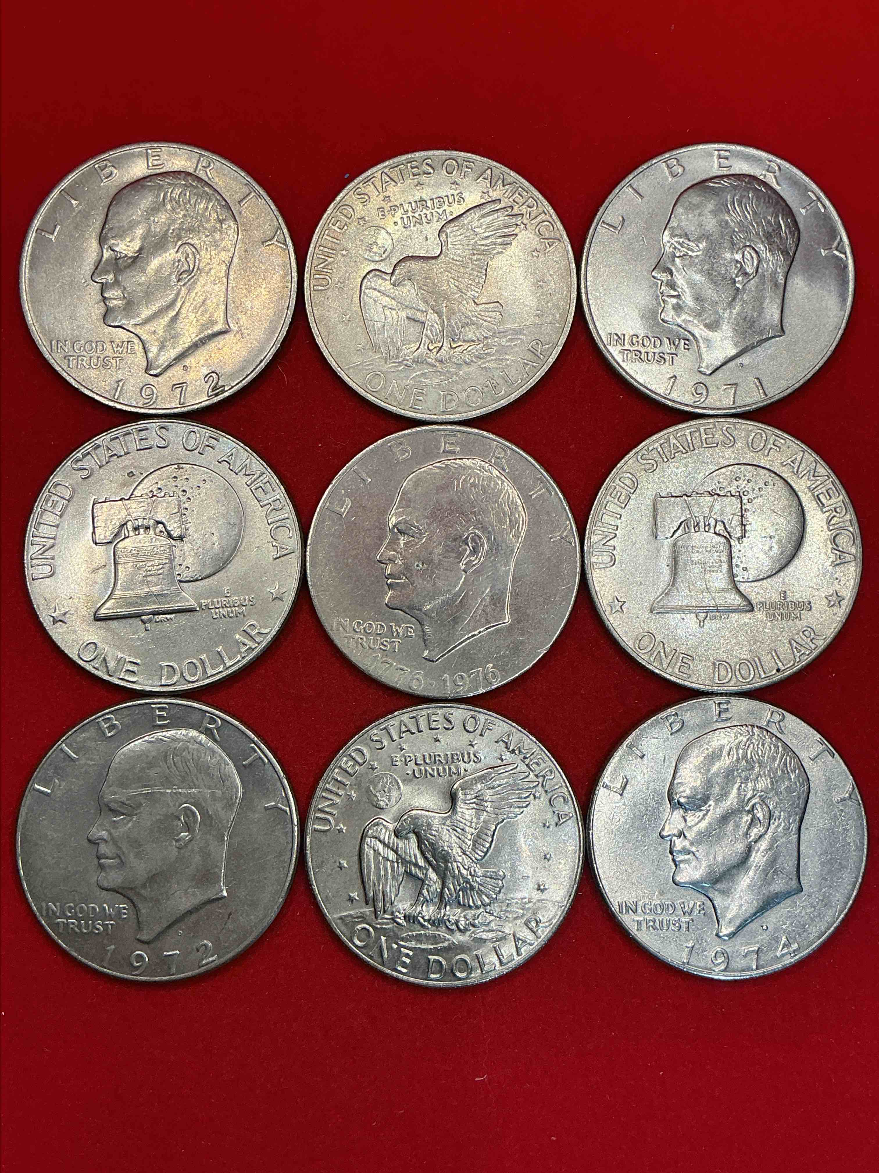 gorgeous eisenhower dollars! here are circulated “ike” dollars! up for auction are ike one dollar coins from different years! awesome ike dollars! even includes rare bicentennial 1976 edition