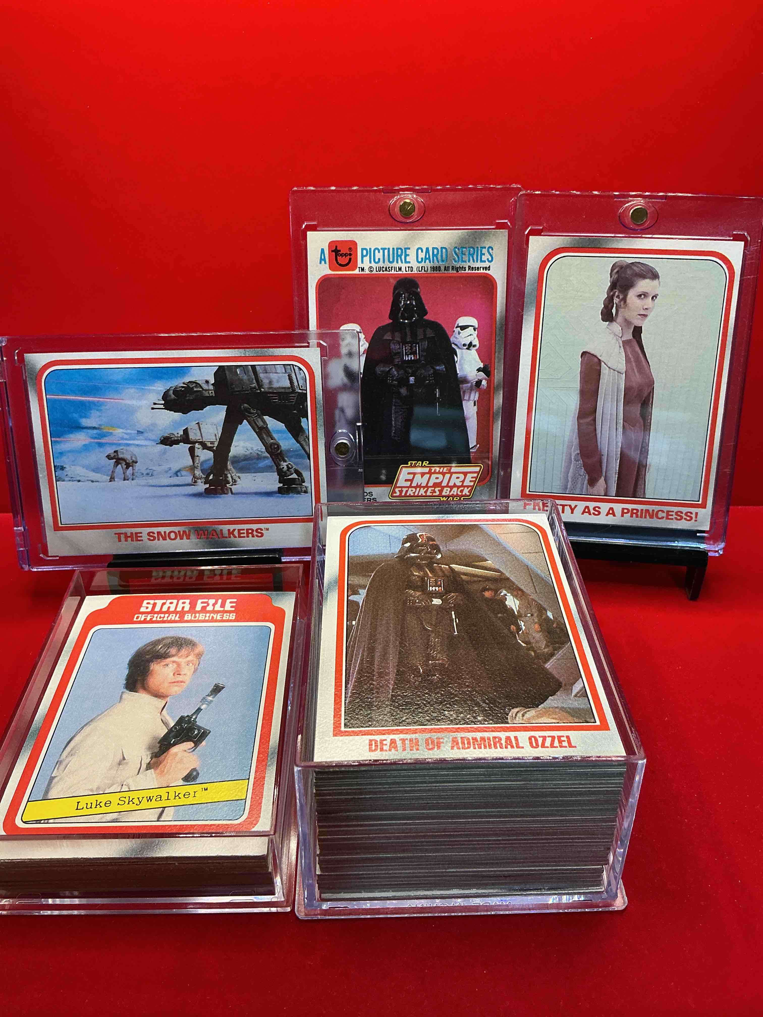 1980 empire strikes back history! genuine star wars empire strikes back movie cards, complete series one, 132 card collection! ultra rare to find in this good condition & complete! authentic, serious collectibles & precious pieces of original star wars history!