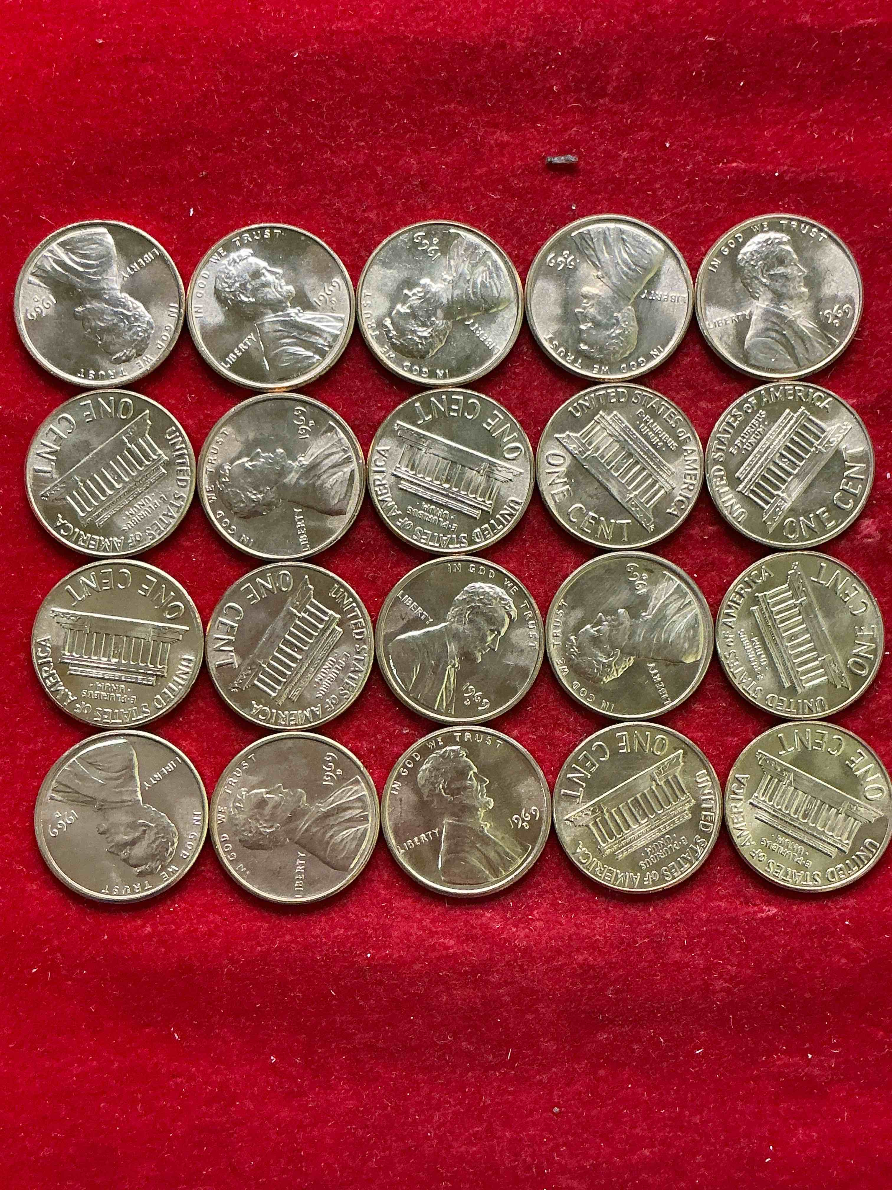 Condition photo showing New/Like New for 1969 moon landing brilliant uncirculated wheat pennies! direct from original treasury bank rolls, these pennies haven’t seen daylight since 1969! on july 20, 1969 the world changed forever when america landed on the moon! own pieces of this era with these gorgeous brilliant uncirculated wheat pennies!