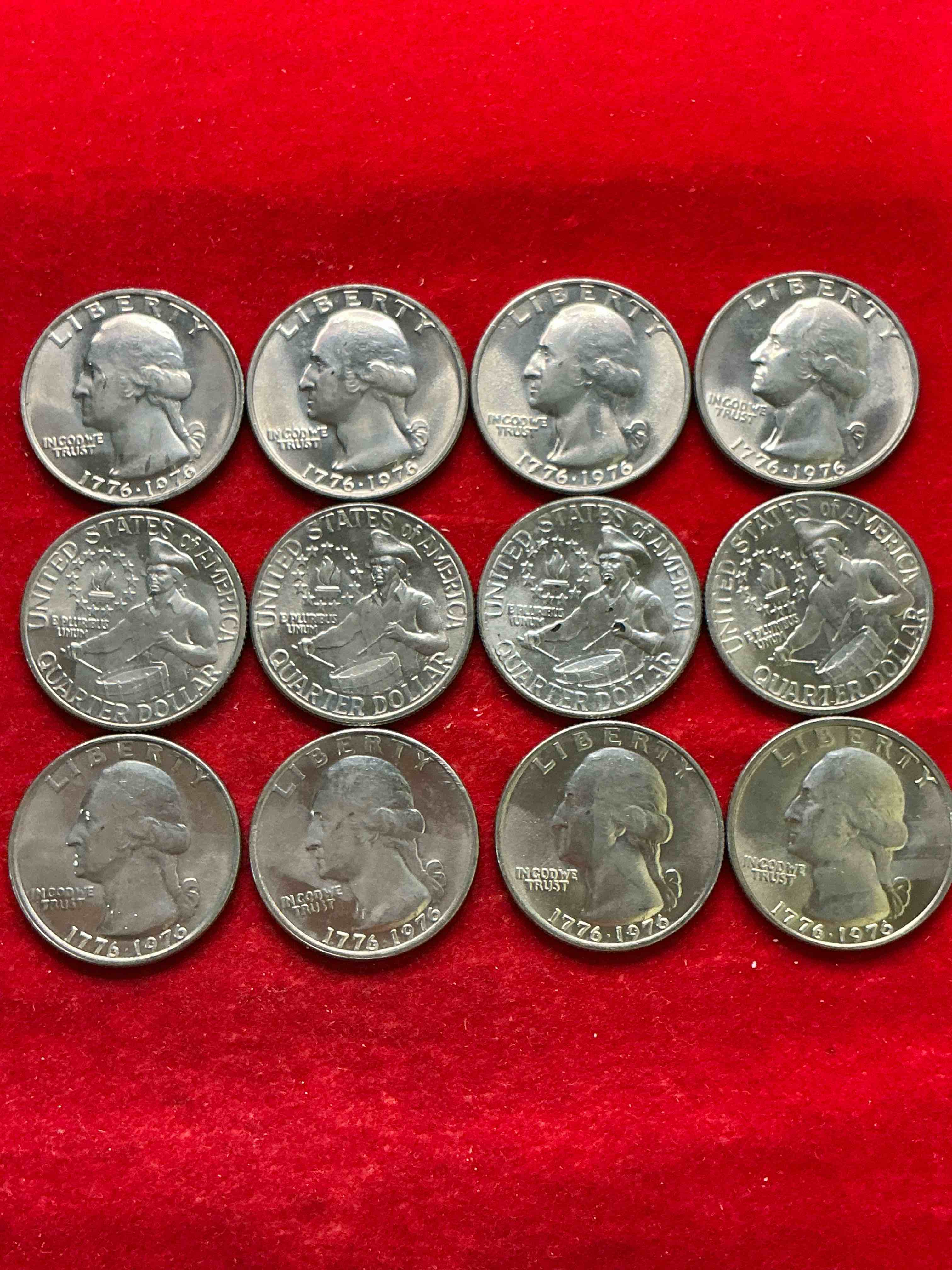 Condition photo showing Good Condition for 1976 mint condition proof quarters! rare! ultra cool bicentennial edition quarters, celebrating america’s 200th anniversary… 250 coming up! brilliant quarters!