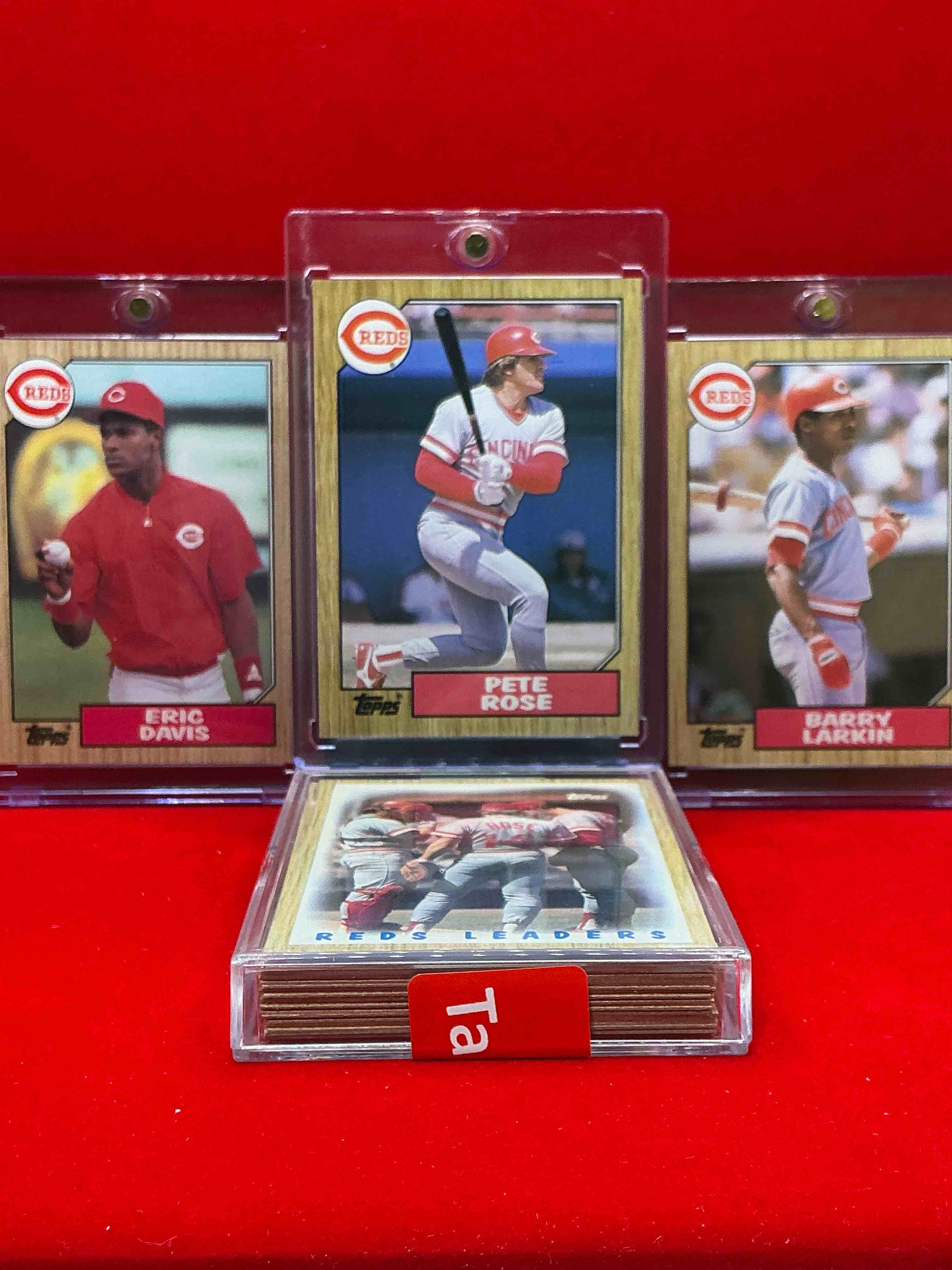 1987 reds topps baseball team card collection! vintage reds lot! barry larkin, eric davis, pete rose & more! 80’s baseball history… cincinnati reds!