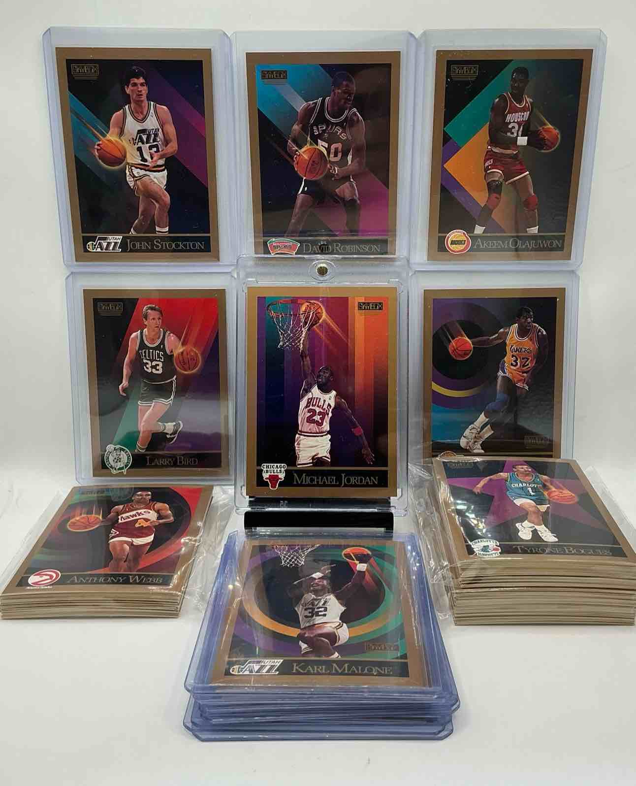michael jordan! 1990 skybox 100 card basketball! the best cards from the year! michael jordan, magic johnson, larry bird, scottie pippen, david robinson, charles barkley, karl malone, clyde drexler & more! all stars, hall of famers, champions & more, the perfect mix of miscellaneous '90 nba variety!