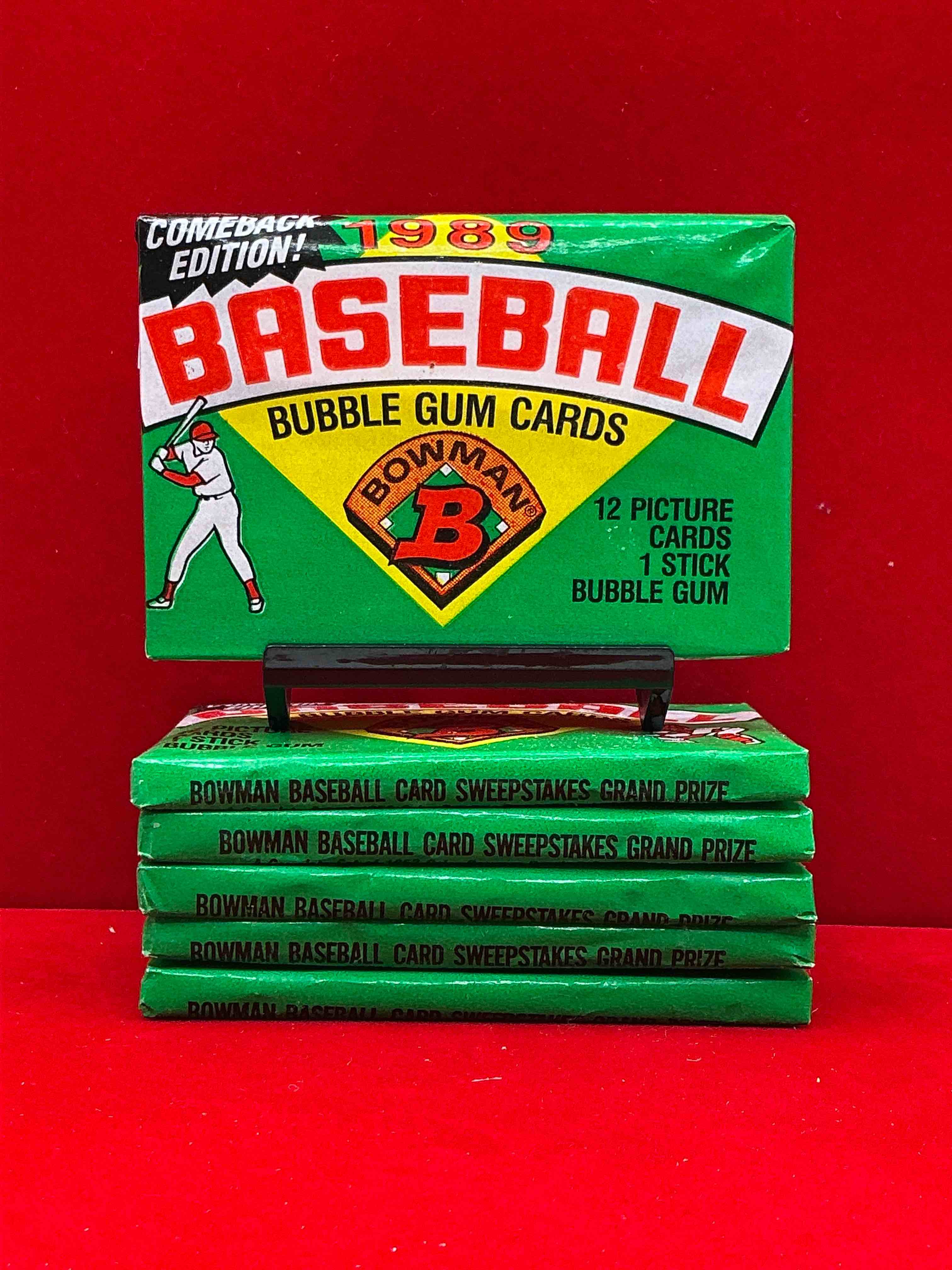 1989 bowman comeback edition baseball cards! direct from original box! search for ken griffey jr. rookie card & valuable bo jackson & nolan ryan cards!