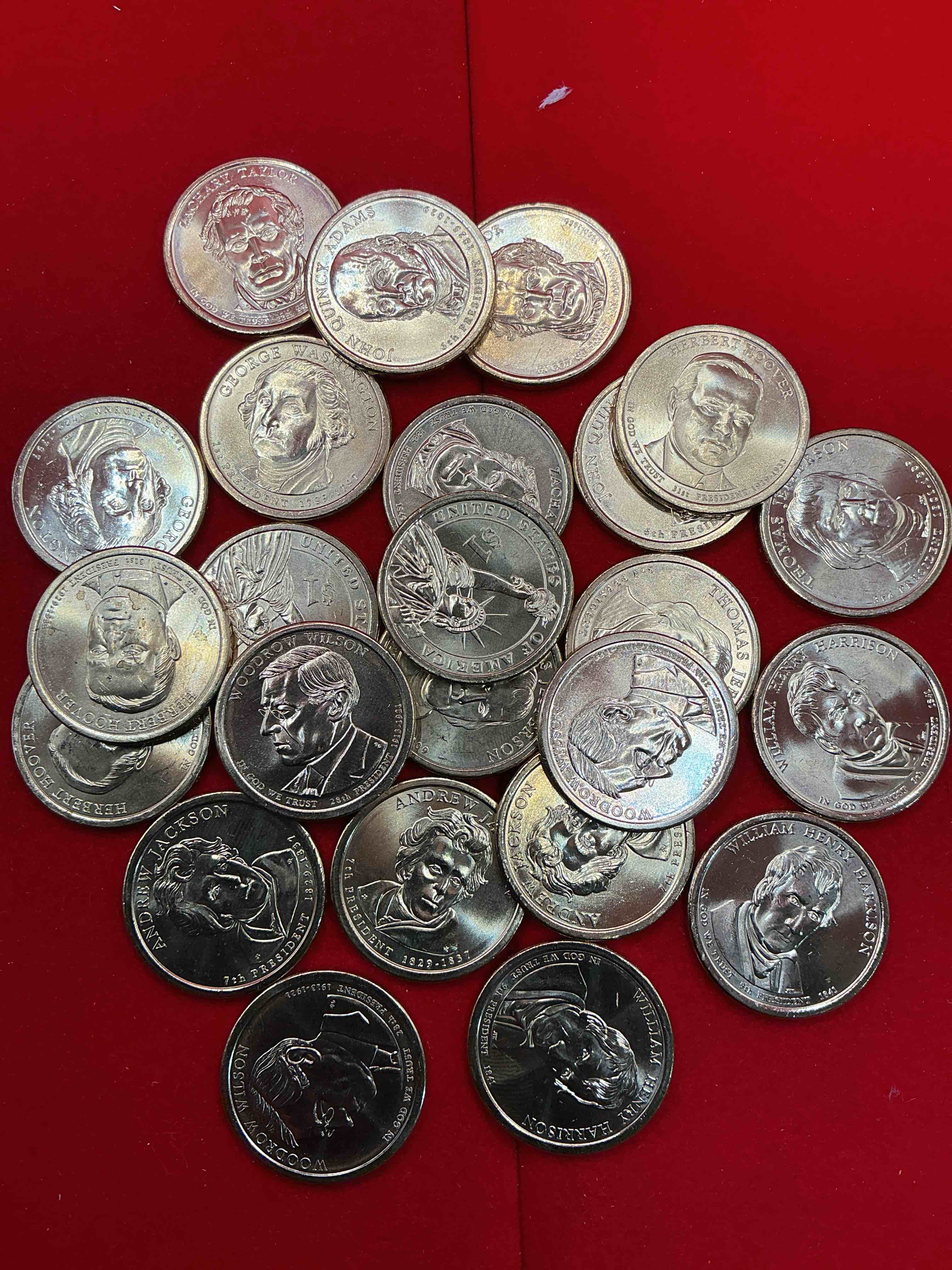 Presidential UNC One Dollar Coins!  Bulk Lot Of 24!  Brilliant, Uncirculated U.S. One Dollar Coins With A Variety Of America’s Greatest Presidents!  Rare As These Coins Are Direct From The Original Treasury Rolls!  This 24 Count Lot Is Chock Full Of Some Of The Most Collectibles Modern Coins There Are!  