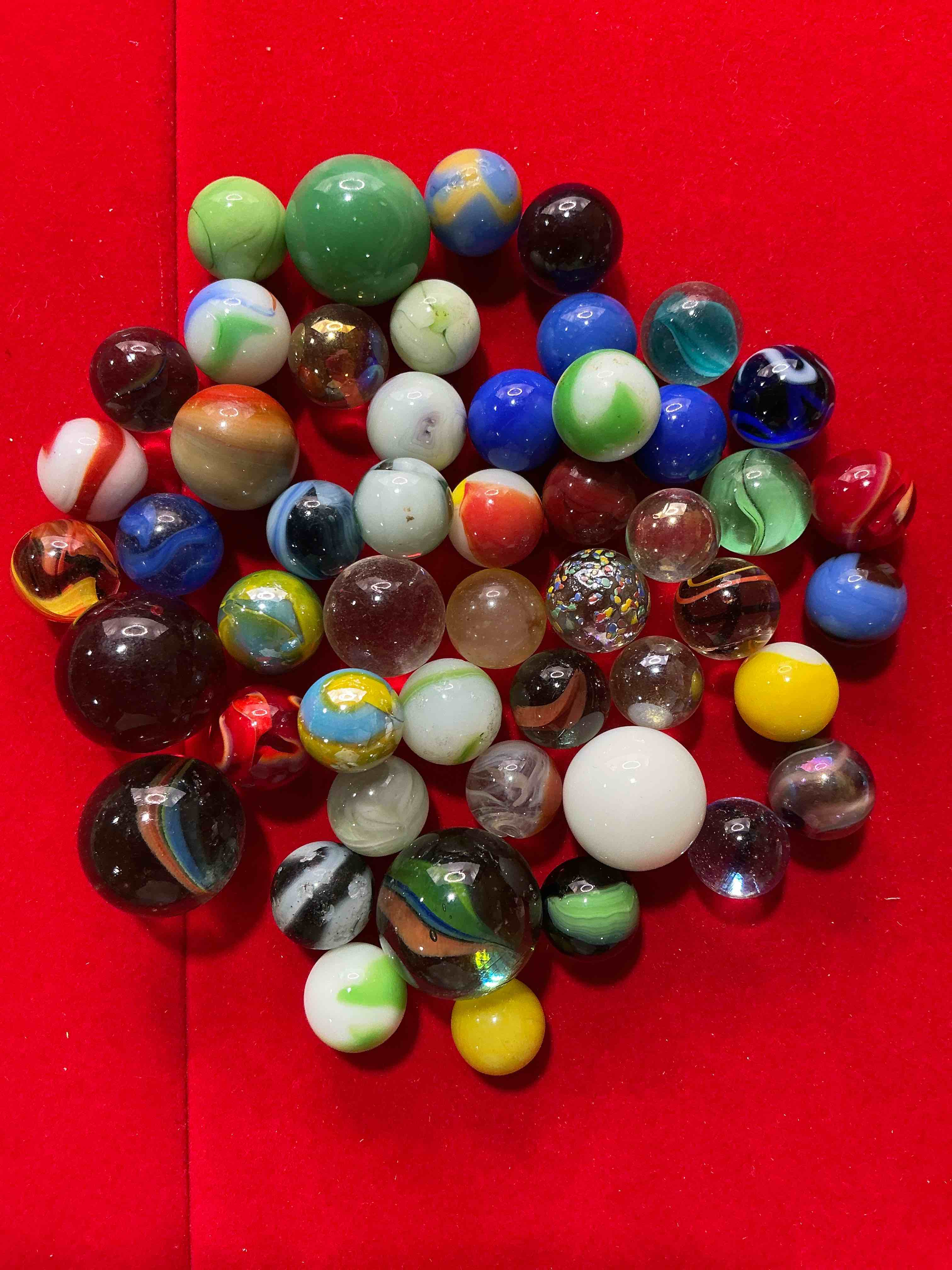 Antique Glass Marbles! 48 Count Lot!  Genuine Stunning Marbles Lot, Some Marbles Made Between The Years 1925-1965 & Some May Be Made With Uranium! Some May Be Great Depression Era & Even Earlier! This 48 Count Lot Is Chock Full Of Gorgeous, Authentic Pieces Of History!  