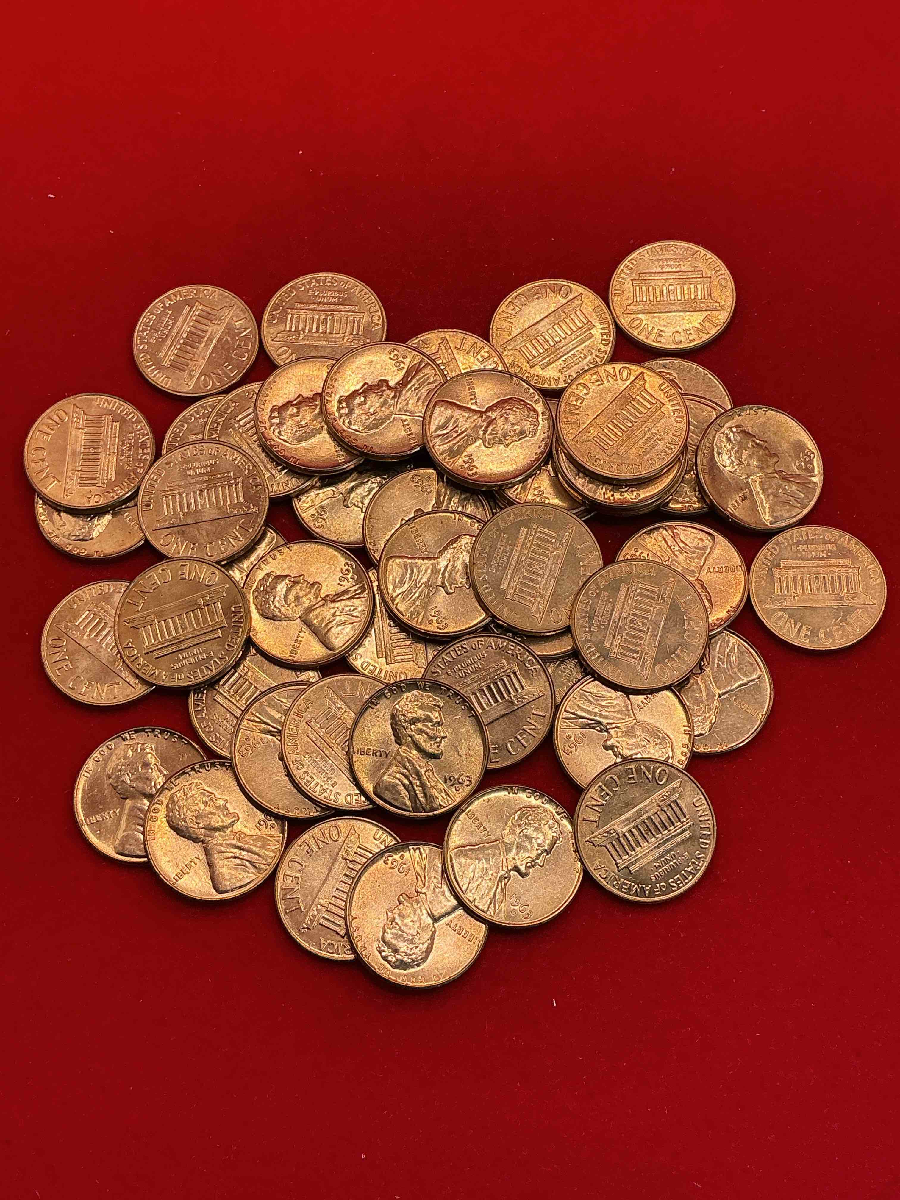 Brilliant Uncirculated Penny Lot!  Lot Of 100 Total UNC Wheat Pennies, 50 UNC 1963’s & 50 UNC 1969’s!  Pennies Are Direct From The Original Treasury Rolls & Haven't Seen The Light Of Day Since Minted!  Dr. Martin Luther King Famously Gave His "I Have A Dream" Speech On Aug 28, 1963. Own Pieces Of This Era With These Incredible Pieces Of History! Also, 1969 Moon Landing Brilliant Uncirculated Wheat Pennies!  On July 20, 1969 The World Changed Forever When America Landed On The Moon!  Own Pieces Of This Era With These Gorgeous Brilliant Uncirculated Wheat Pennies!  