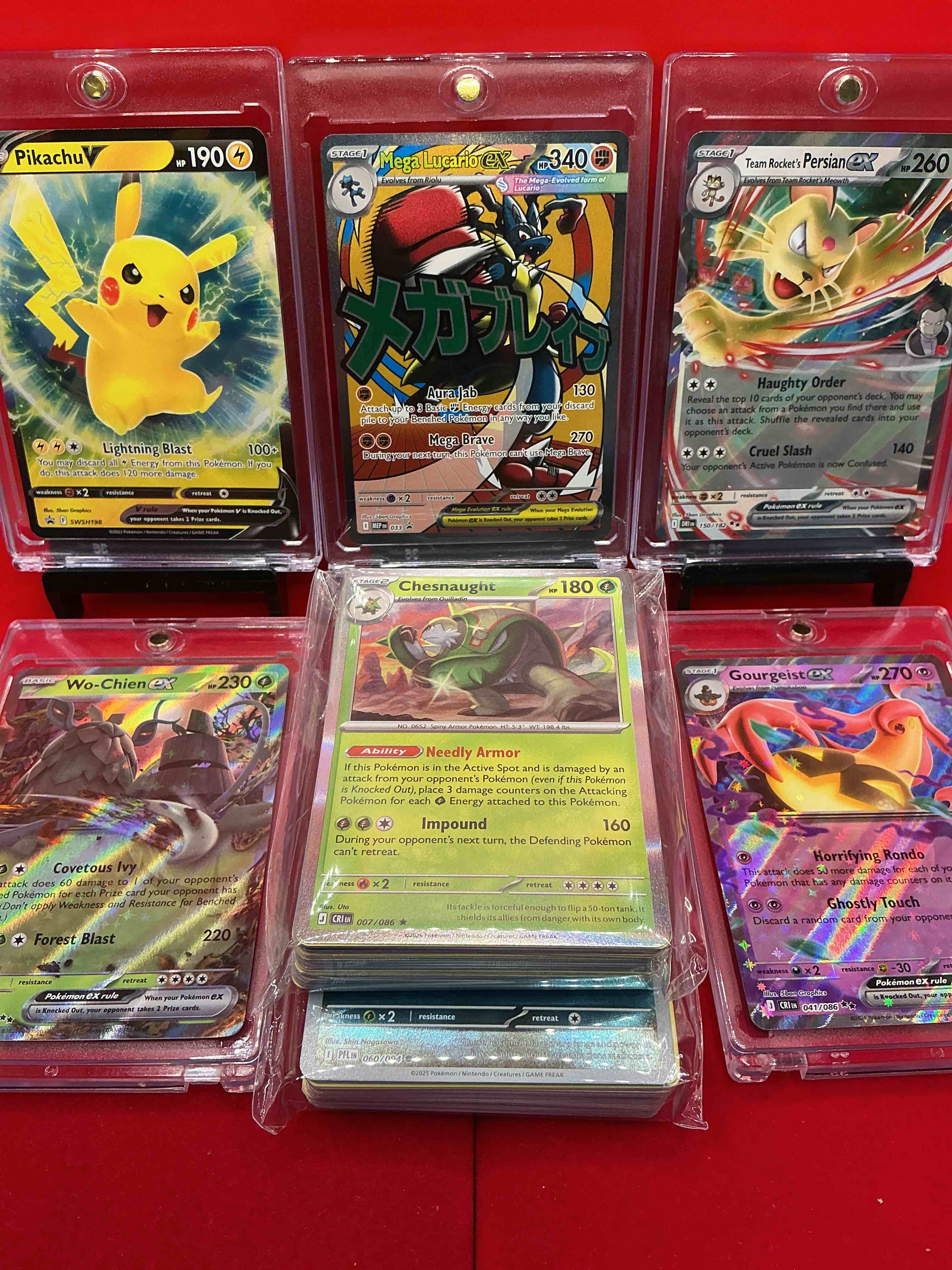Pokémon Galore! LUCARIO, PIKACHU, Team Rocket’s Persian EX!100 Count Lot! & So Much More, Along With 100 Other Pokémon Heroes, Holos, Legends & Commons- Including Holographic Cards, Cool Holos & More! 100 Count Lot Includes Non Holo Common/ Uncommon Basic & First Stage Cards & Could Even Include Trainers & Energy Too! Perfect Set For Collectors, Enthusiasts, Investors & Re-Sellers!