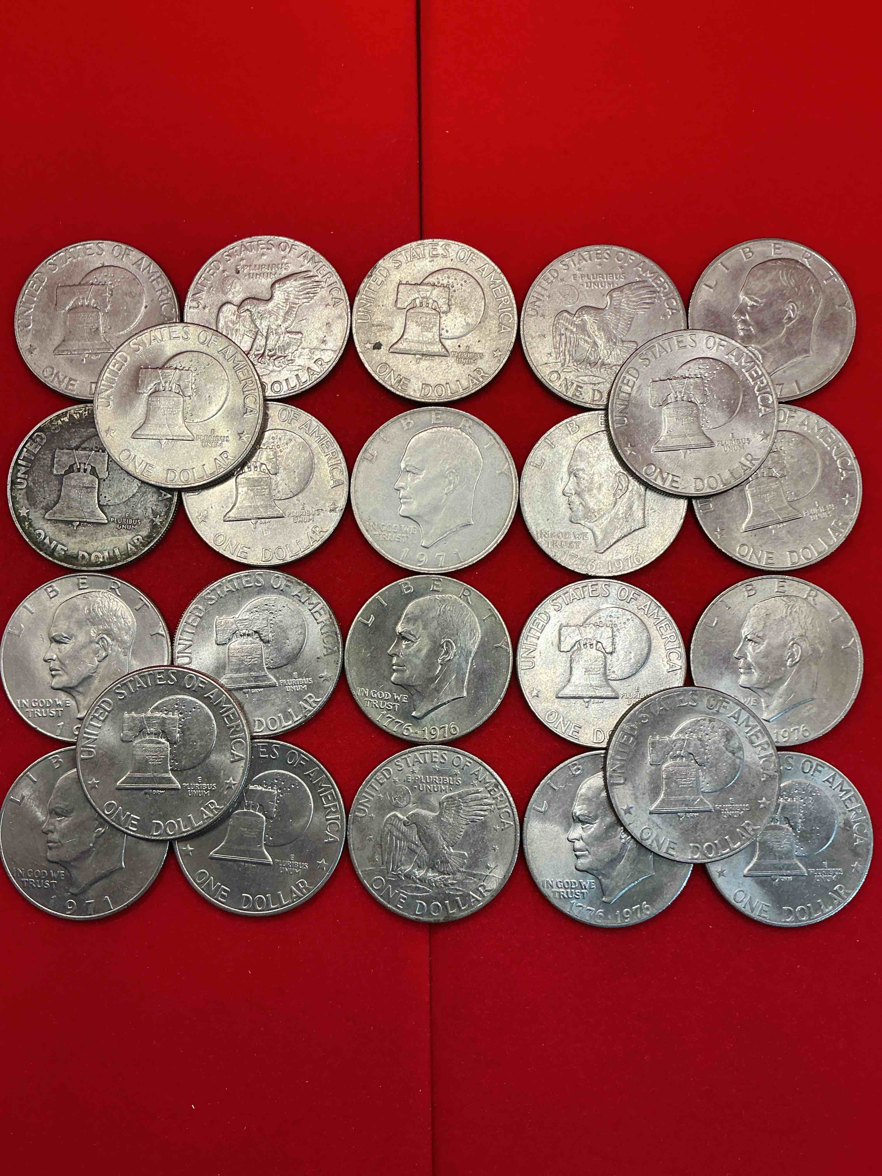 Gorgeous Eisenhower Dollar Coins!  Lot Of 24 Stunning Pieces!  These Striking, Large U.S. Coins Were Minted From 1971-1978. Here Are Gorgeous Examples Of “Ike" Dollars From 1976 Bicentennial Year & More! These Coins Have Become Immensely Popular With Collectors & Some Have Great Toning!  A Great Way To Get A Bulk Lot Of 24 Beautiful “Ike” Dollars, Rare In This Condition! 