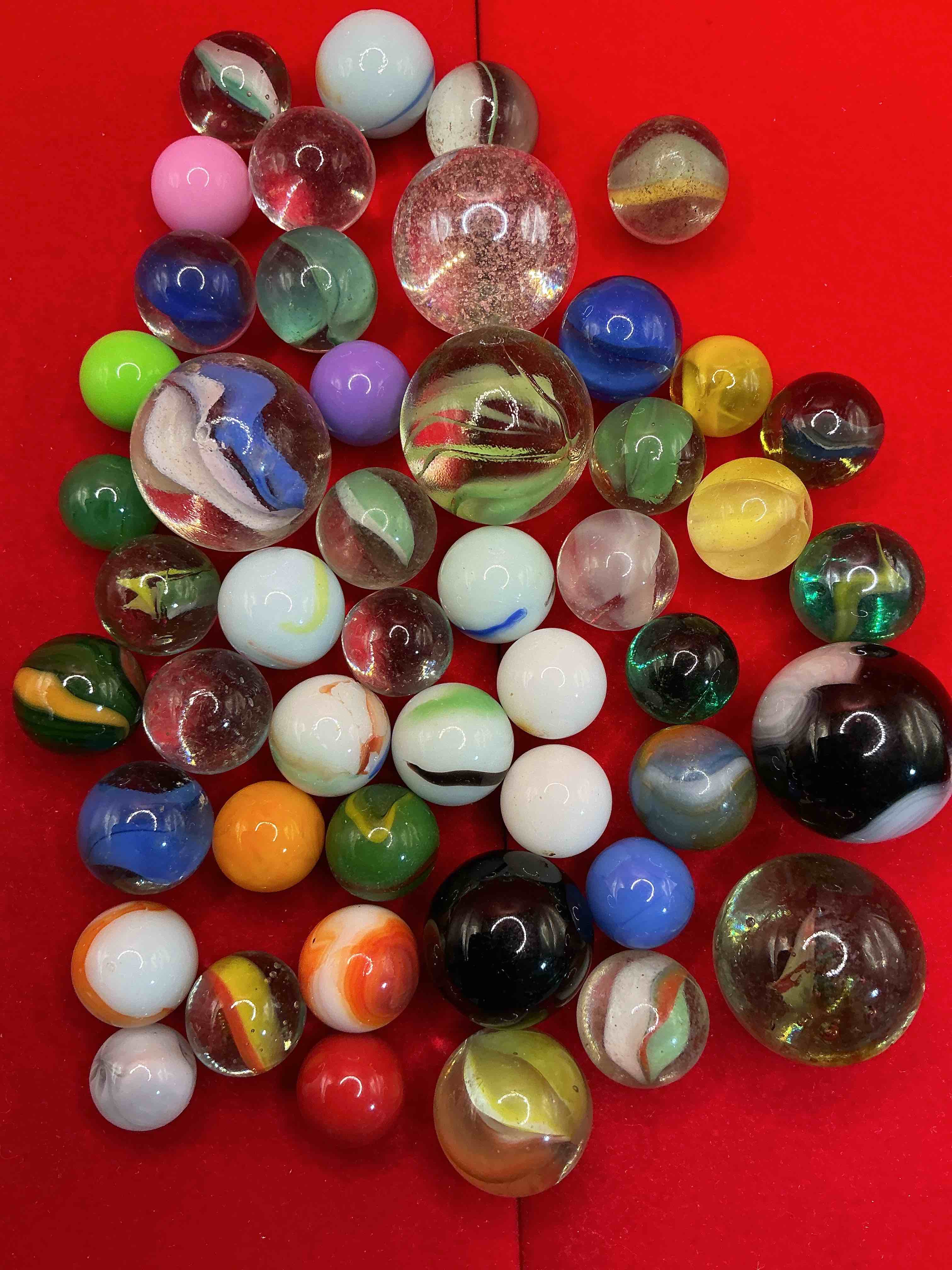 Antique Glass Marbles! 48 Count Lot!  Genuine Stunning Marbles Lot, Some Marbles Made Between The Years 1925-1965 & Some May Be Made With Uranium! Some May Be Great Depression Era & Even Earlier! This 48 Count Lot Is Chock Full Of Gorgeous, Authentic Pieces Of History!  