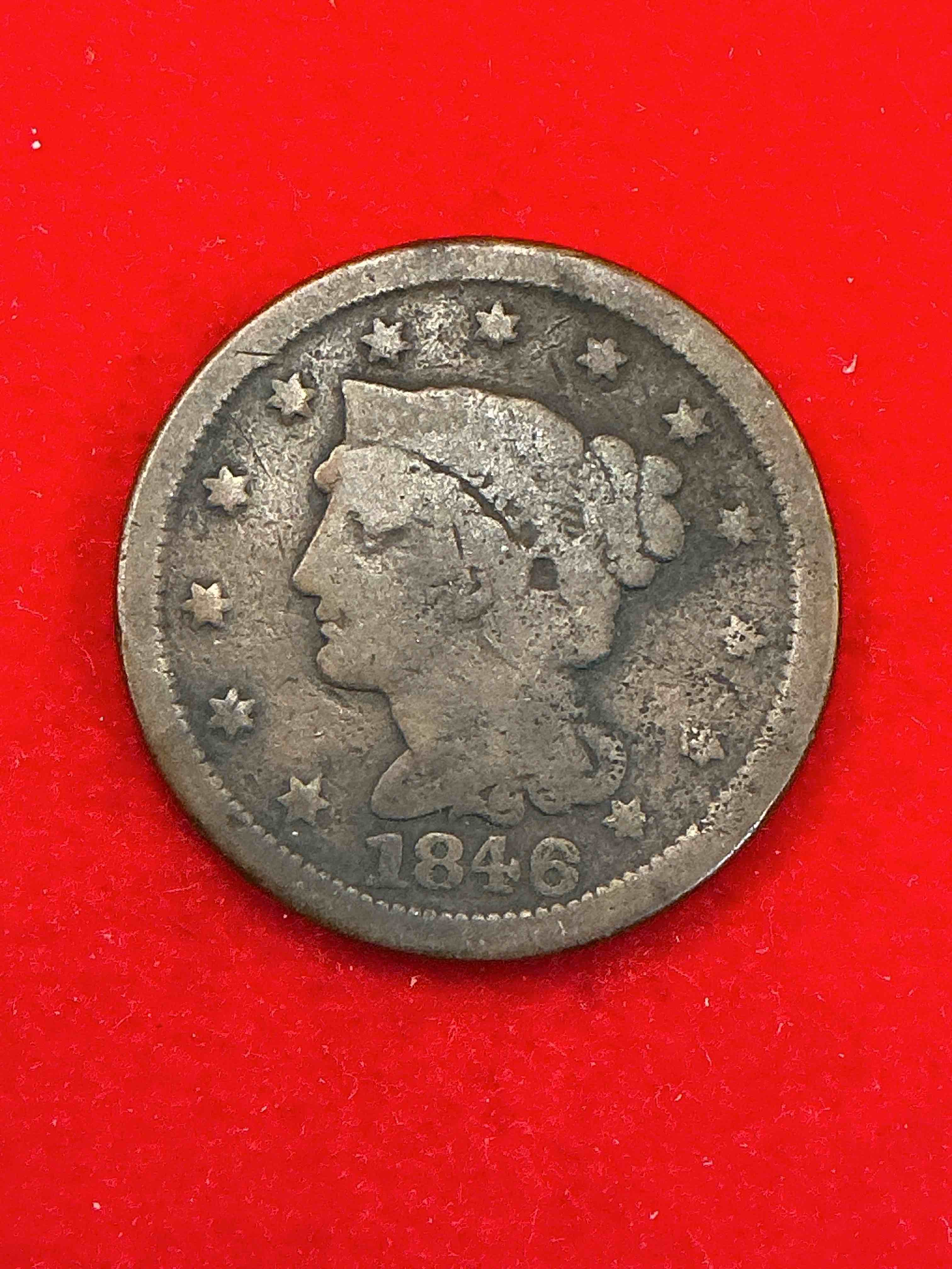 1846 Ultra Rare US LARGE One Cent Piece! These Coins Were Minted Starting In 1793 & Have Become Serious Collectors Items! This Rare One Cent Piece Is In Great Condition For The Year! 1800’s Coin, Think Of The History This Coin Has Seen! Incredible!  