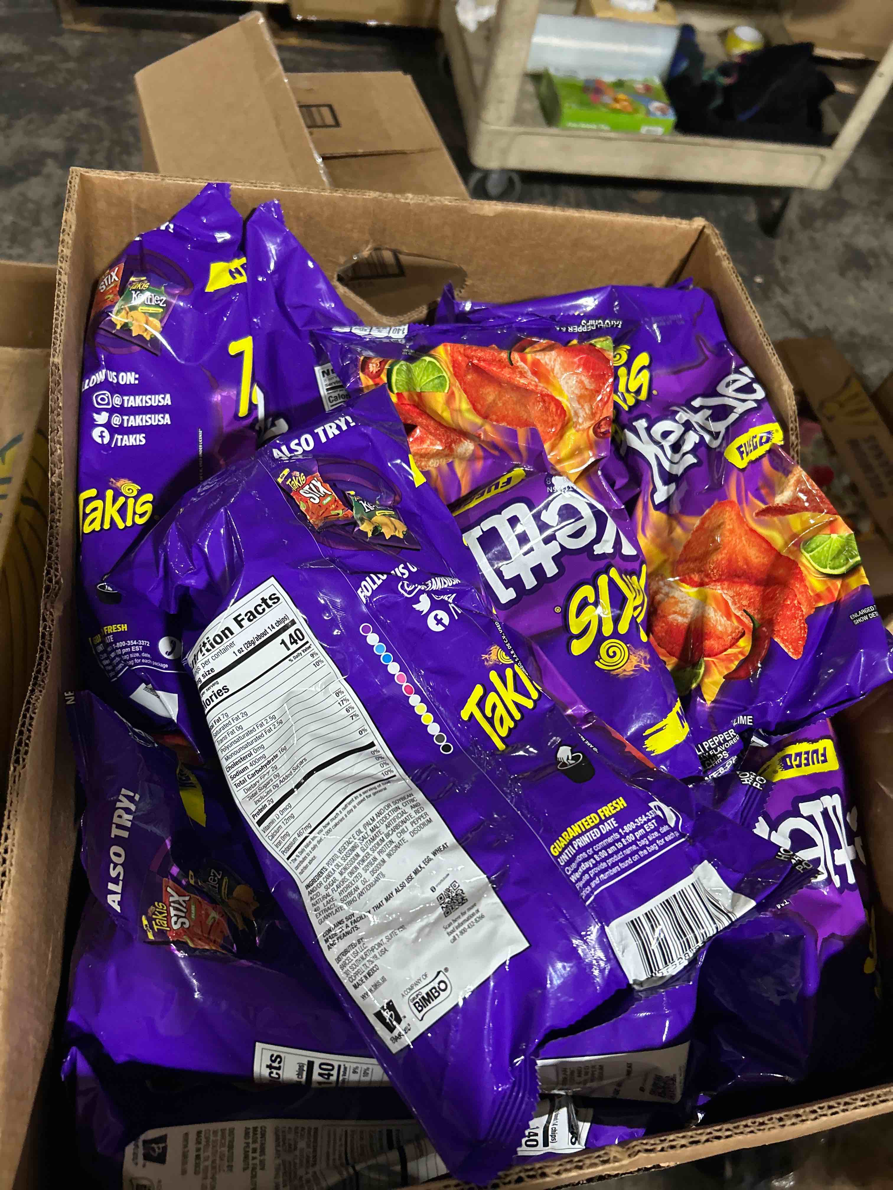 case of 14 Takis Fuego Kettlez 8 oz Sharing Size Bag  Hot Chili Pepper & Lime Kettle-Cooked Potato Chips