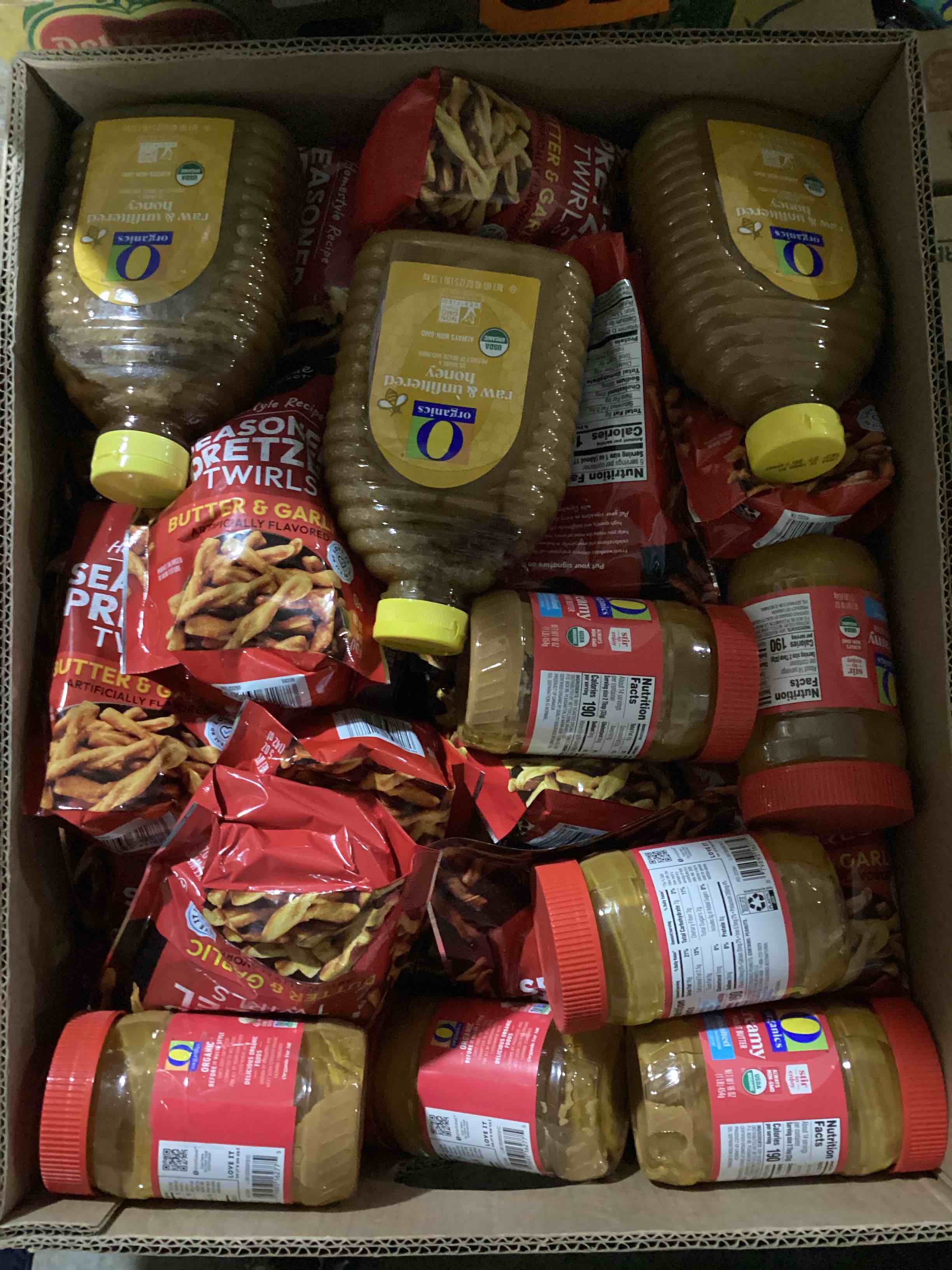 box of assorted grocery products, items vary per box 