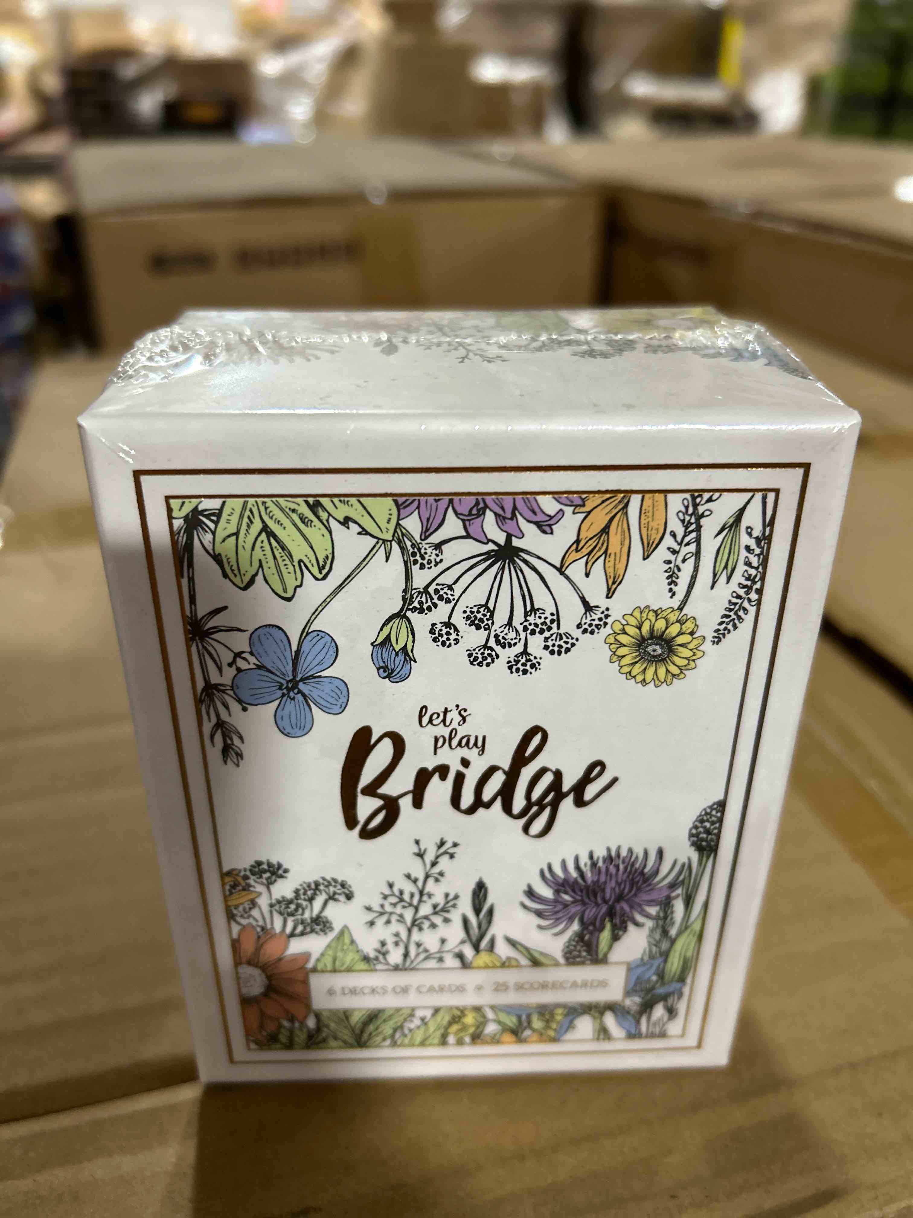 let s play bridge | 6 decks of colorful watercolor inspired floral playing cards | special low-vision 4-color index! | classic family game includes 25 scorecards