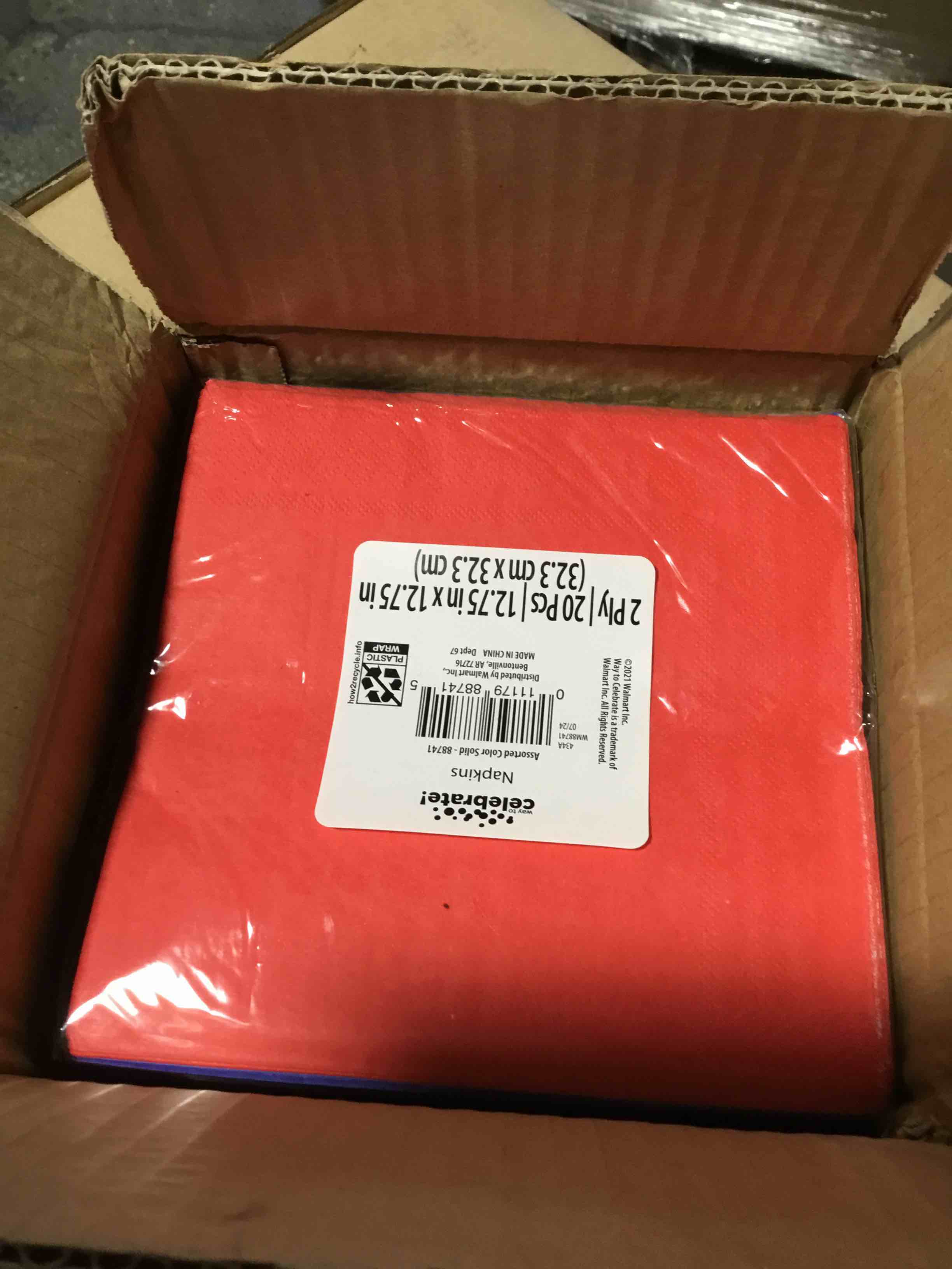 Condition photo showing New/Like New for case of 12 way to celebrate paper luncheon napkins 6.5 in assorted 20 count