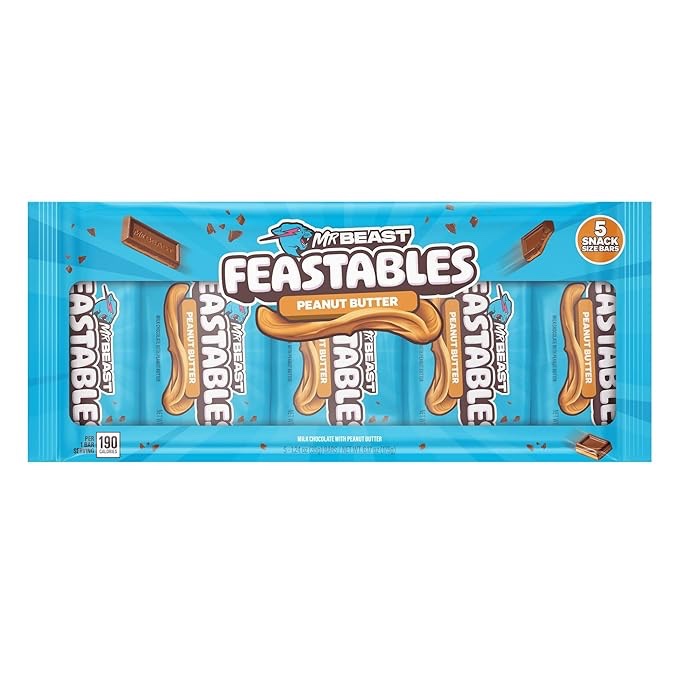 Case of 50 MrBeast Feastables Multipack Peanut Butter Chocolate Candy - 5ct/175g (BB 1/10/26)