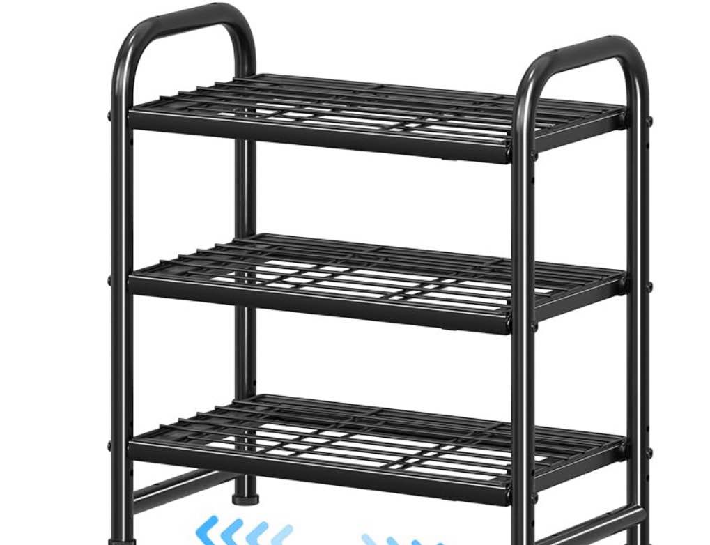 Simple Trending 3-Tier Shoe Rack, Adjustable & Stackable Shoe Organizer, Heavy Duty Metal Free Standing Shoe Shelf Storage for Closet Entryway Doorway, Black