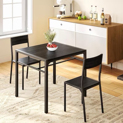 Lofka Dining Table Set for 2- Kitchen Table with Chairs and Storage Shelves for Small Space