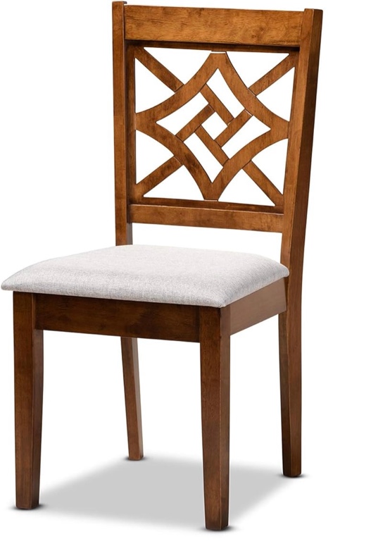 Baxton Studio Nicolette Modern and Contemporary Grey Fabric Upholstered and Walnut Brown Finished Wood Dining ONLY 1 CHAIR