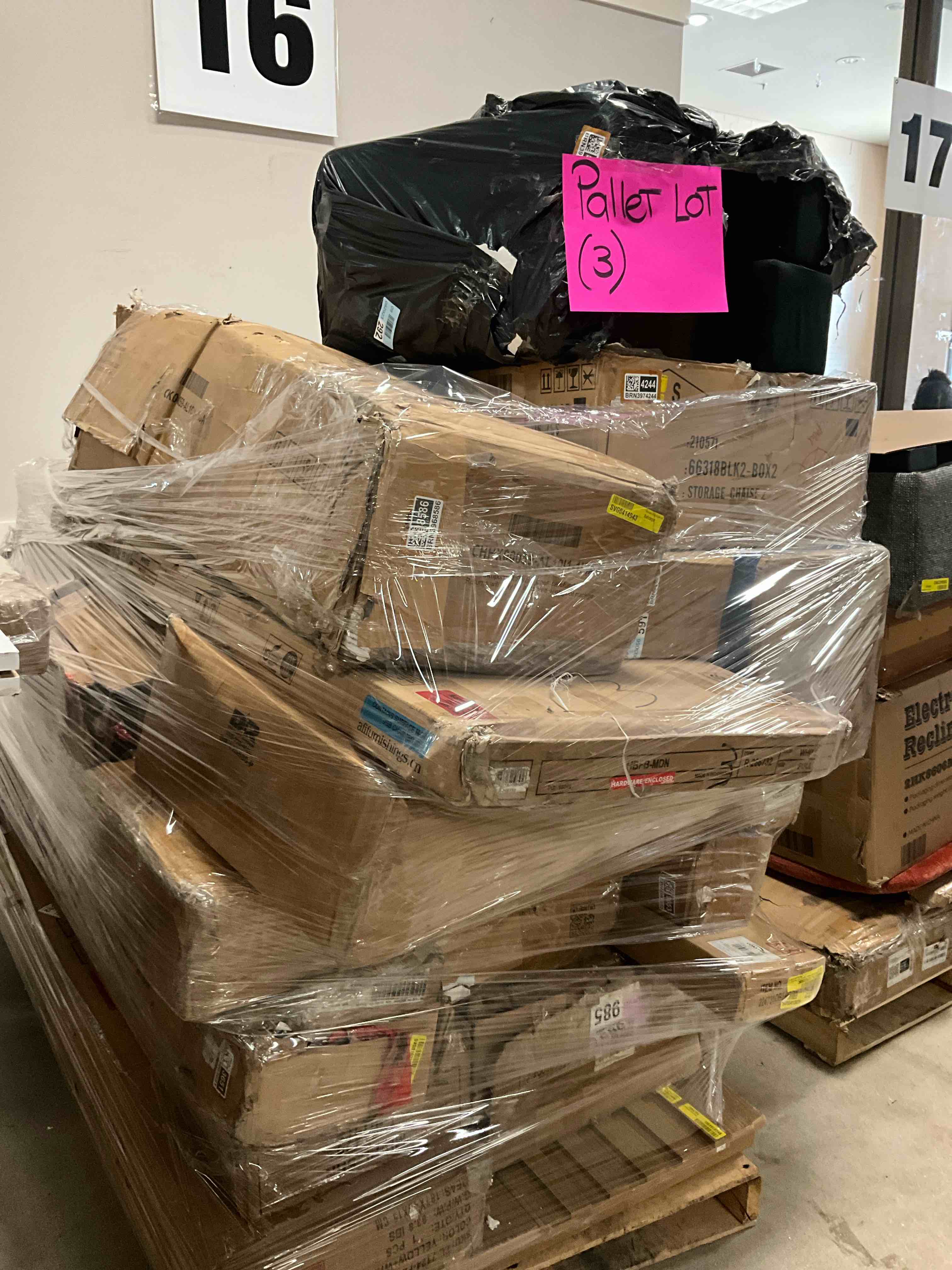 PALLET LOT OF ASSORTED INCOMPLETE FURNITURE  