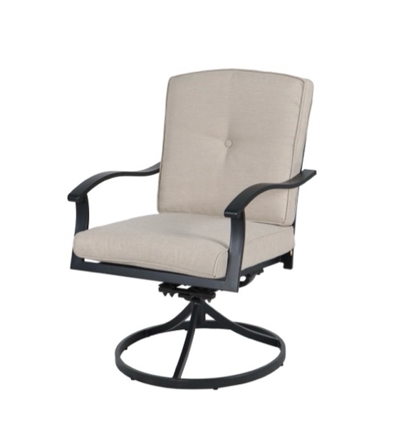 2 Swivel Dining Chairs Outdoor Furniture Set with Brown Cushions