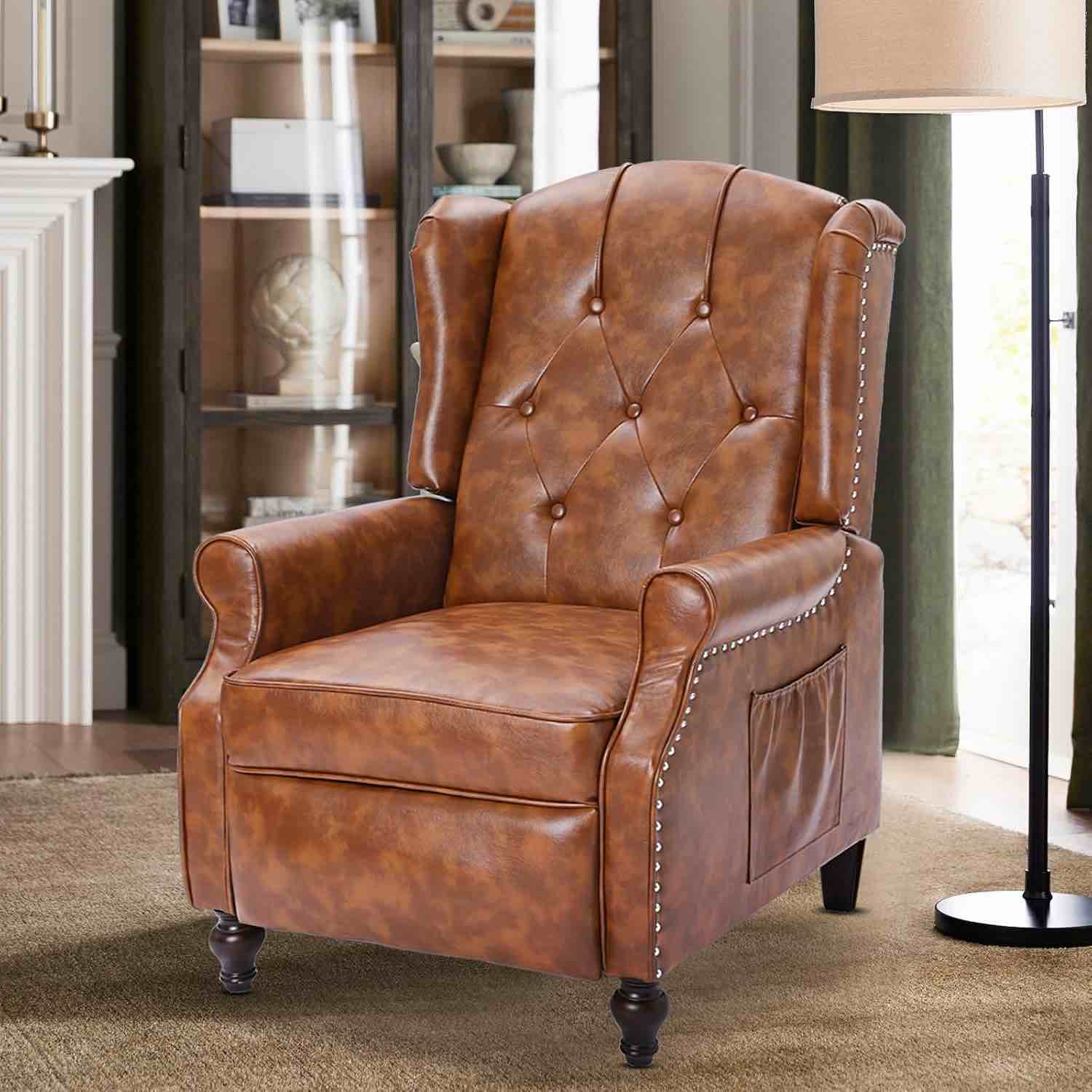 Wingback Recliner Chair (Brown)