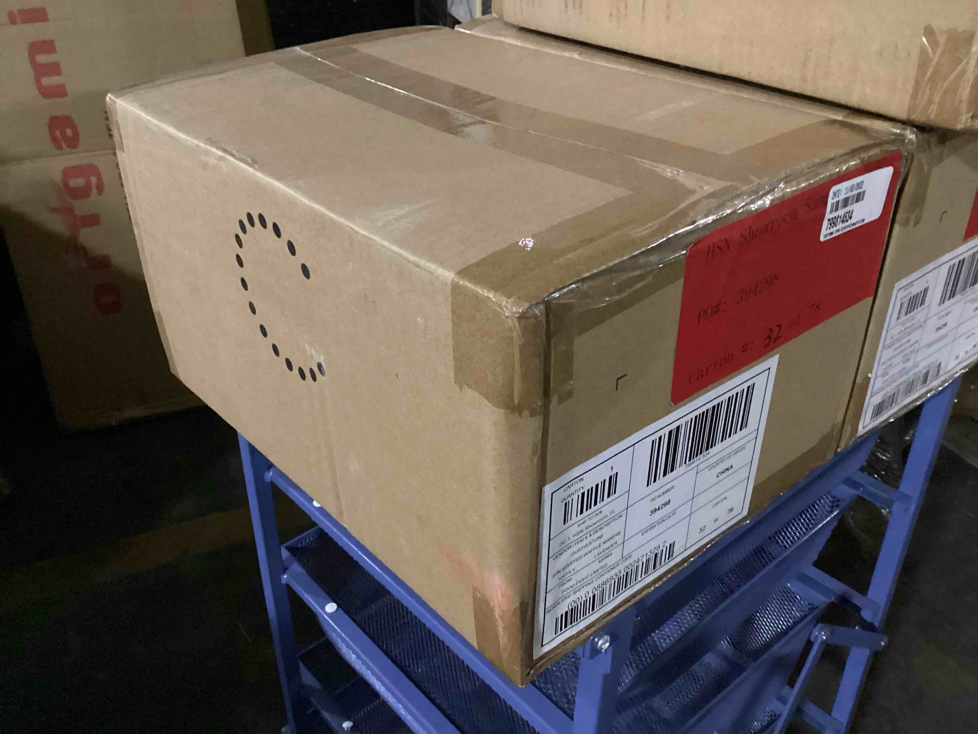 Condition photo showing New/Like New for case of 2 curtis stone stuffed waffle makers - lavender and black