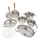 wolfgang puck 14-piece stainless steel cookware set - copper