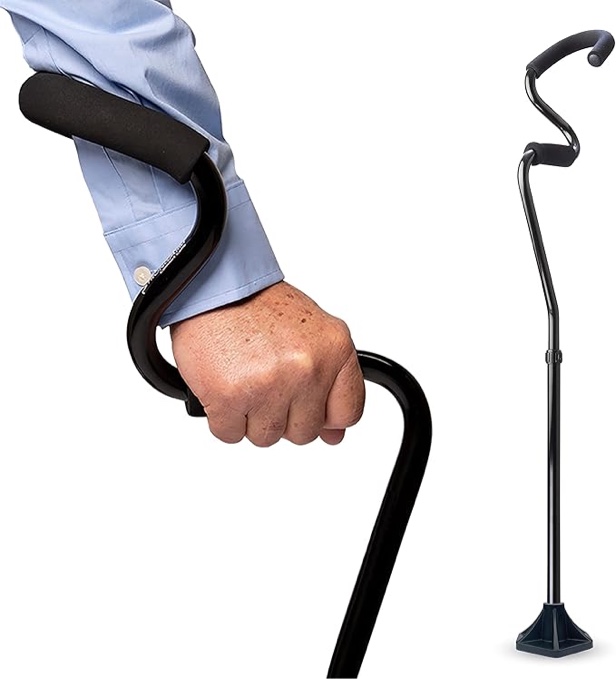 strongarm comfort cane, self standing lightweight adjustable walking cane - black