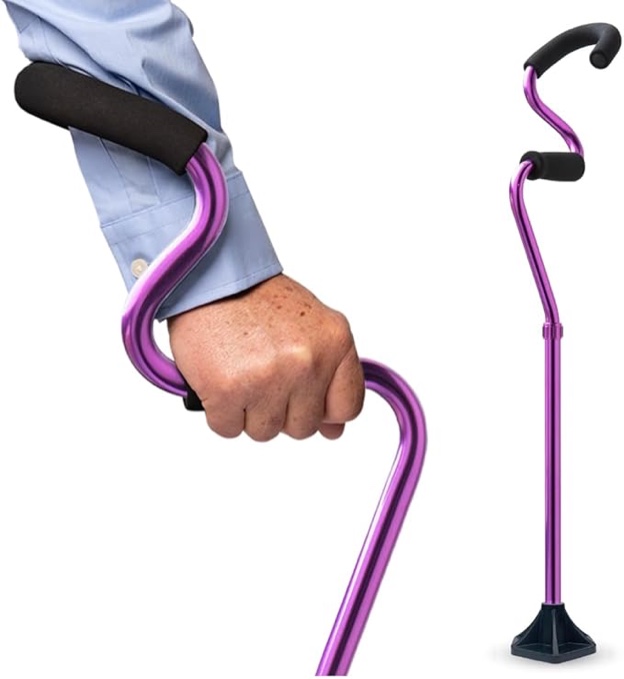 strongarm comfort cane, self standing lightweight adjustable walking cane - purple