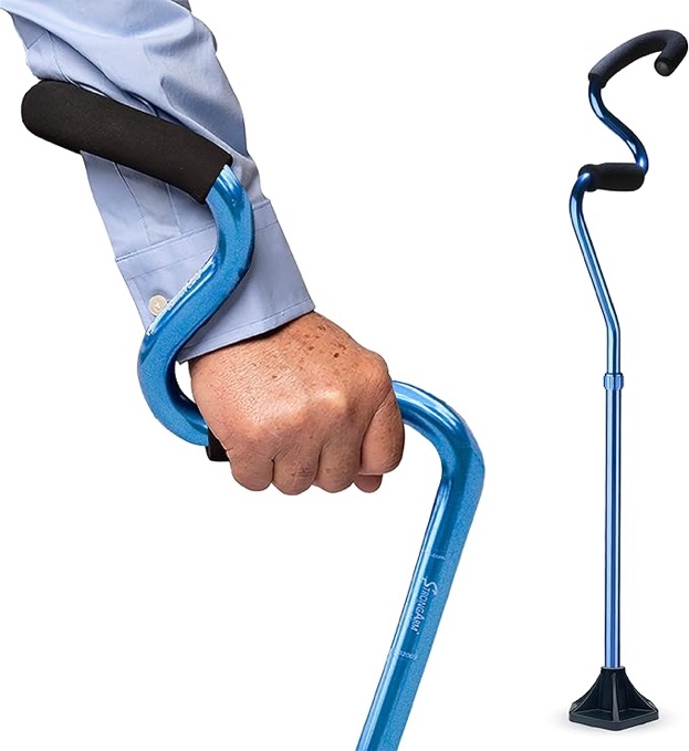 strongarm comfort cane, self standing lightweight adjustable walking cane - blue