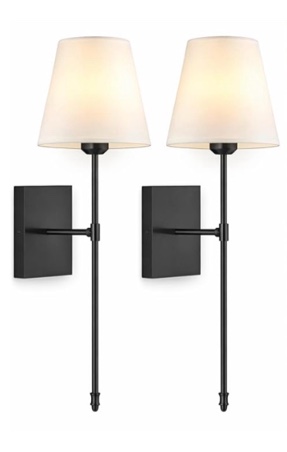 living glow 2-pack rgb wireless rechargeable led wall sconce - black 