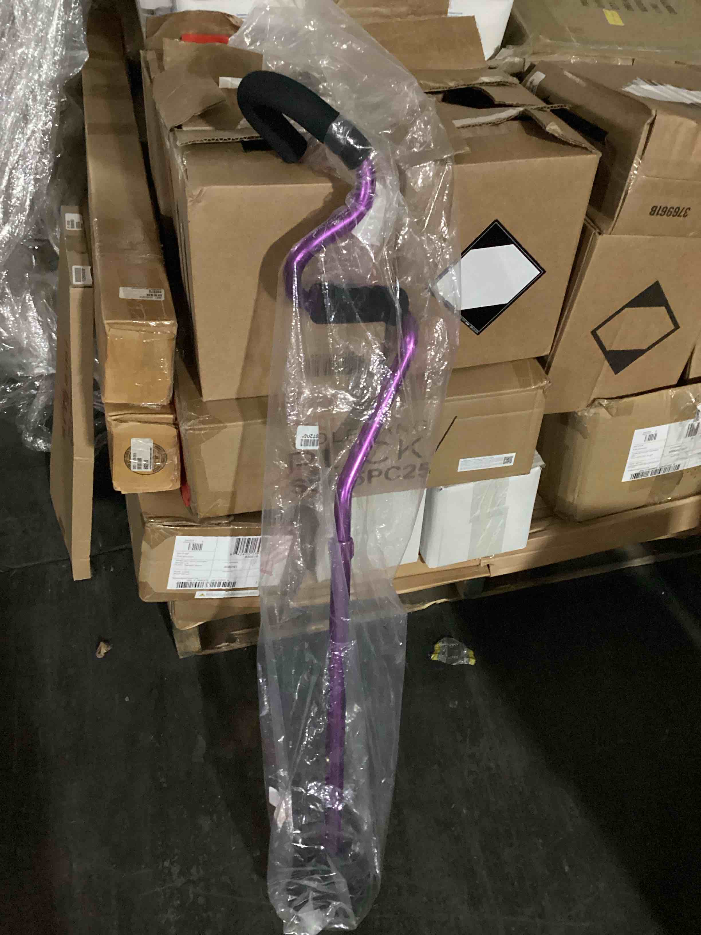 Condition photo showing New/Like New for strongarm comfort cane, self standing lightweight adjustable walking cane - purple