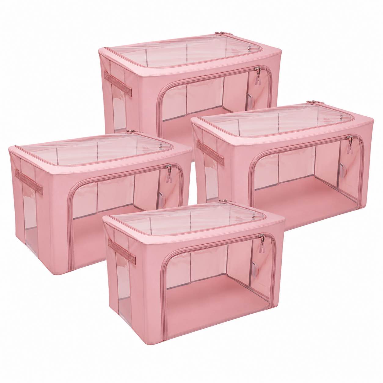 set of 4 improvements collapsible large storage bins - rose