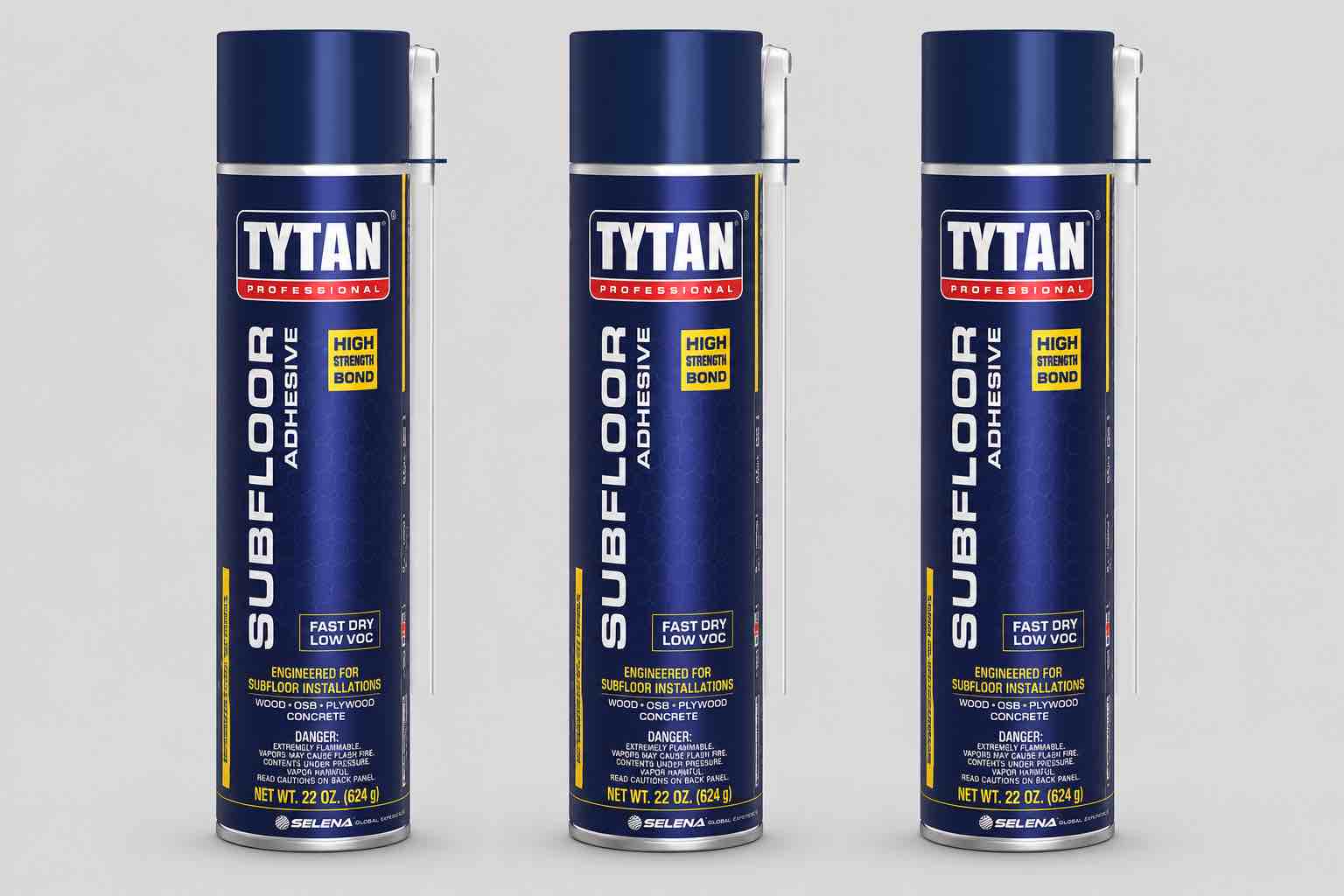 pack of 3 tytan professional 00162-hya subfloor pro high yield adhesive, 20 oz. straw, amber, can 