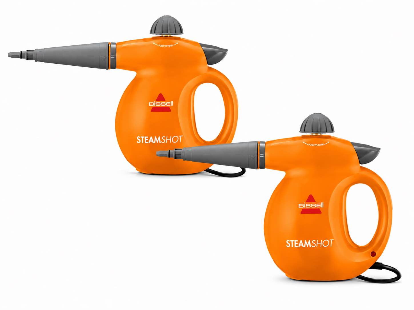 bissell pack of 2 steam shot handheld hard surface steam cleaner - orange